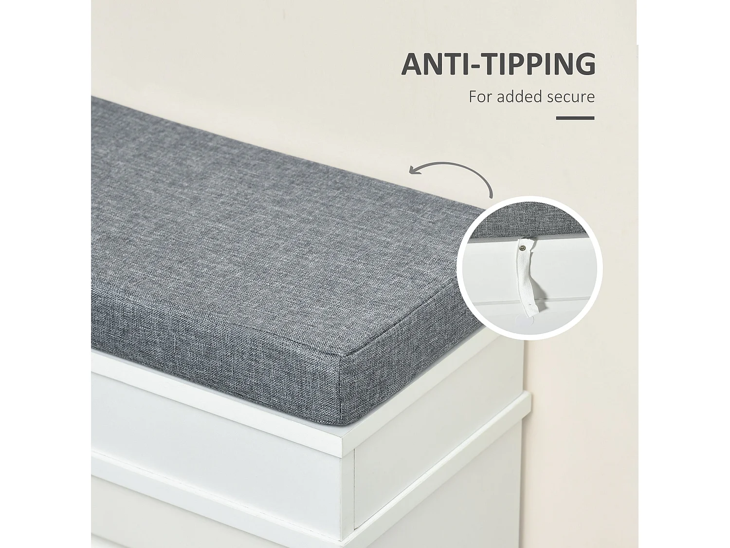 Nedola White Shoe Storage Bench with Cushioned Seat 2 Flip Drawers