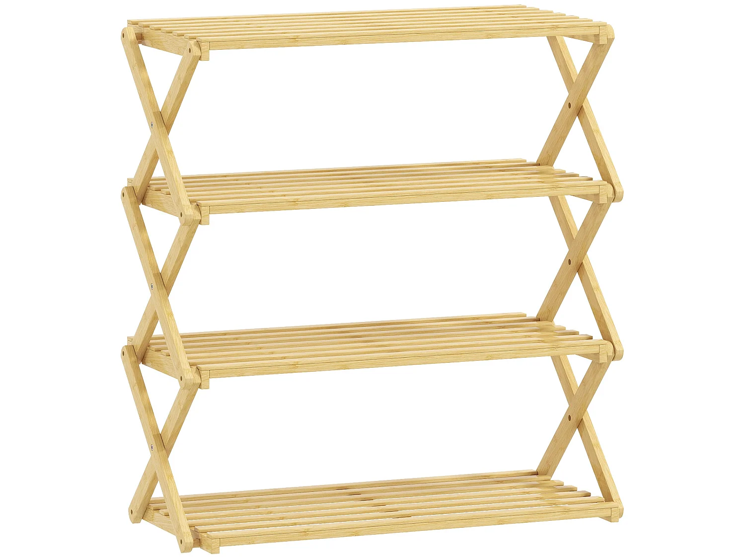 Taseyo Sori Natural Bamboo 4 Tier Folding Shoe Rack