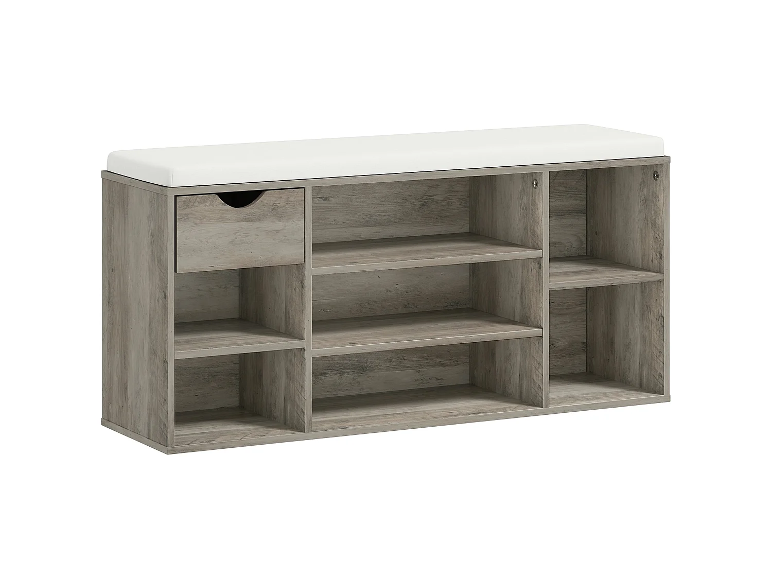 Neba Grey Shoe Storage Bench with Cushioned Linen Effect Seat