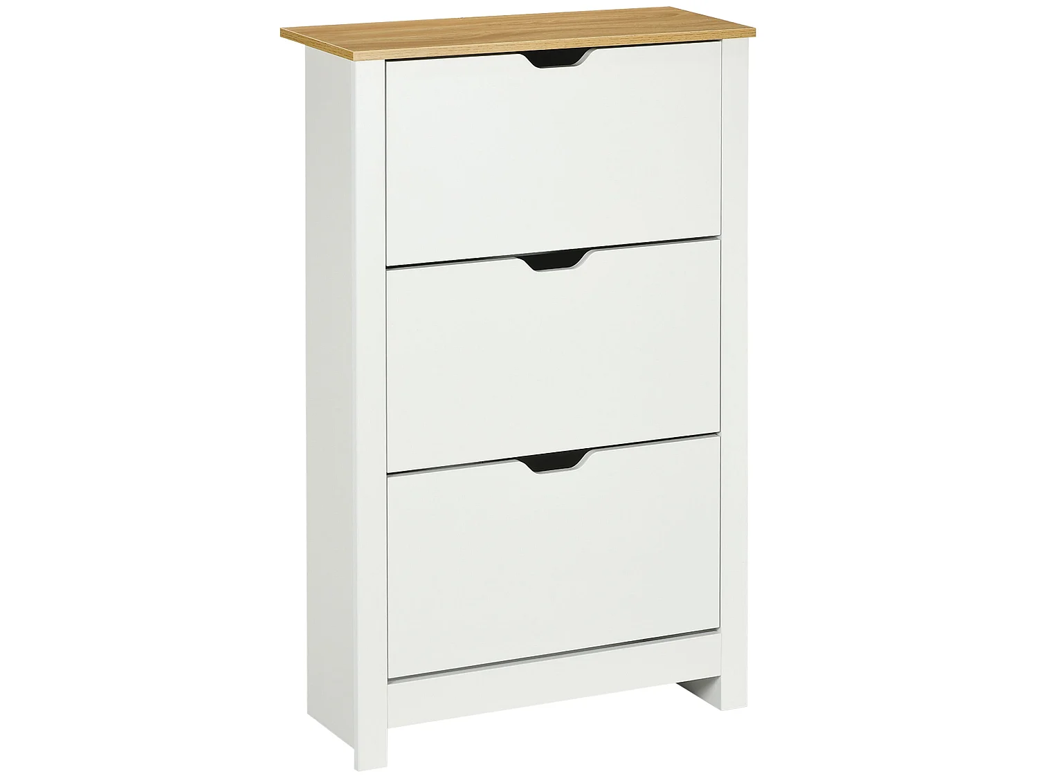 Rokeha Narrow Shoe Cupboard 3 Tilt Out Drawers White and Natural