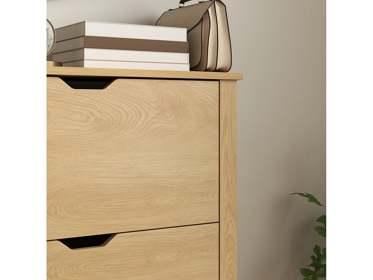 Nesela Slim Shoe Cabinet Natural Wood Finish 3 Flip Drawers for Up to 18 Pairs