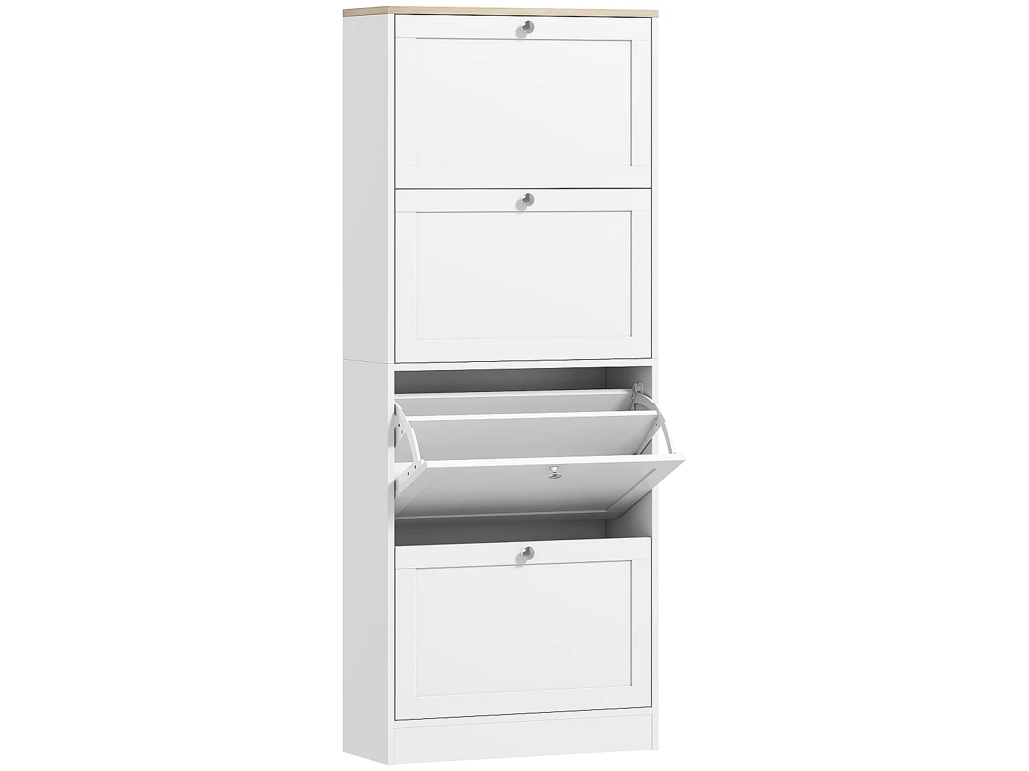 Fiyofa White 4 Drawer Slim Shoe Cabinet Melamine Coated Particleboard