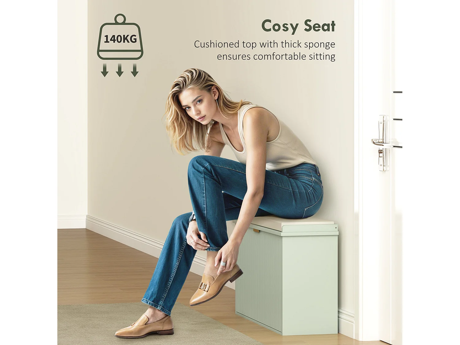 Nohalu Baro Mint Green 8 Pair Shoe Bench with Cushioned Top