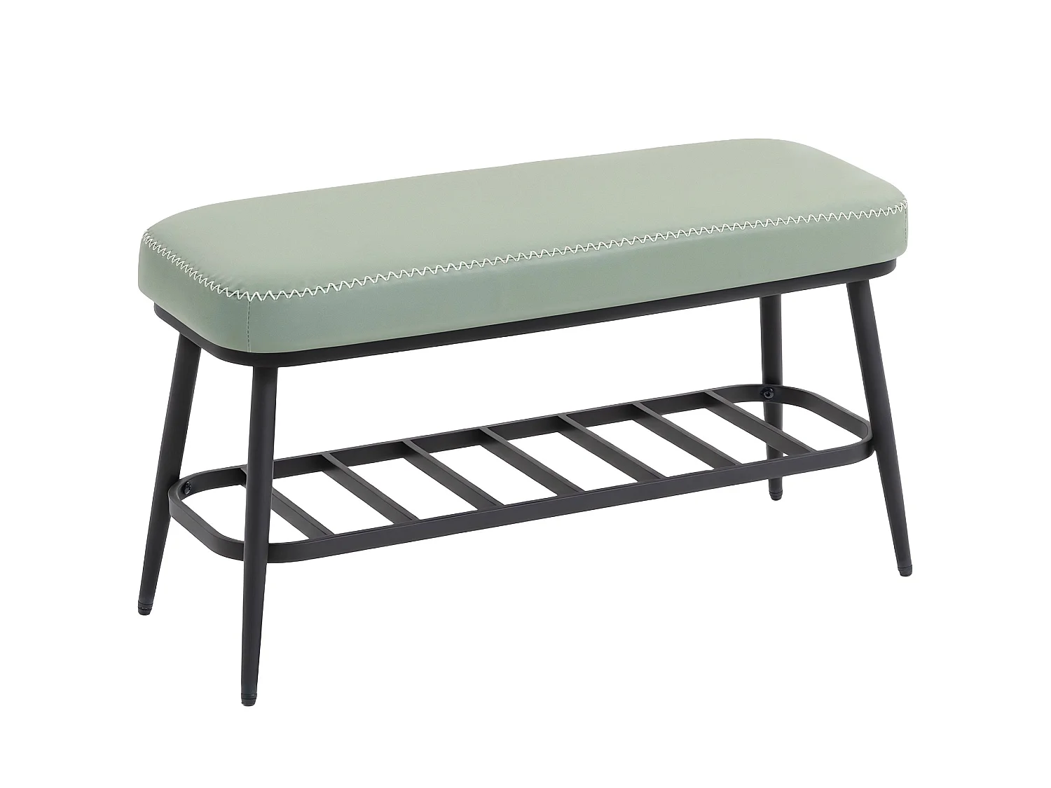 Nava Mint Green PU Leather Shoe Storage Bench with Cushioned Seat