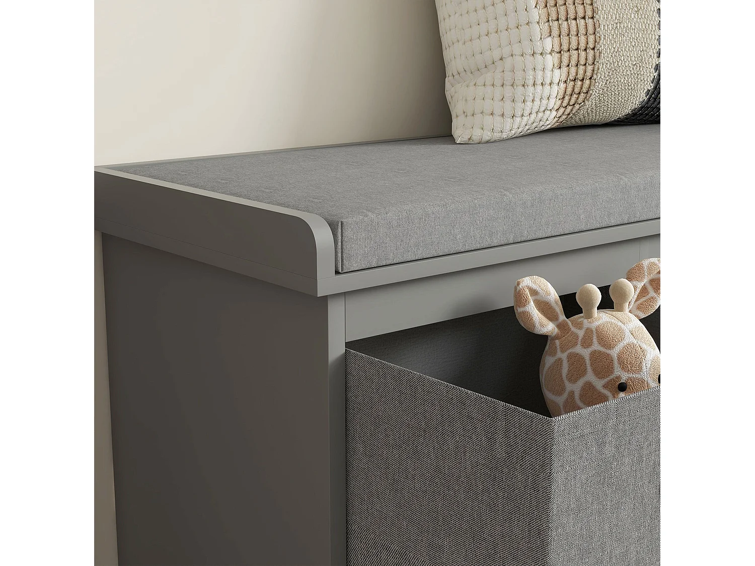 Marari 3 Drawer Grey Shoe Storage Bench with Padded Seat