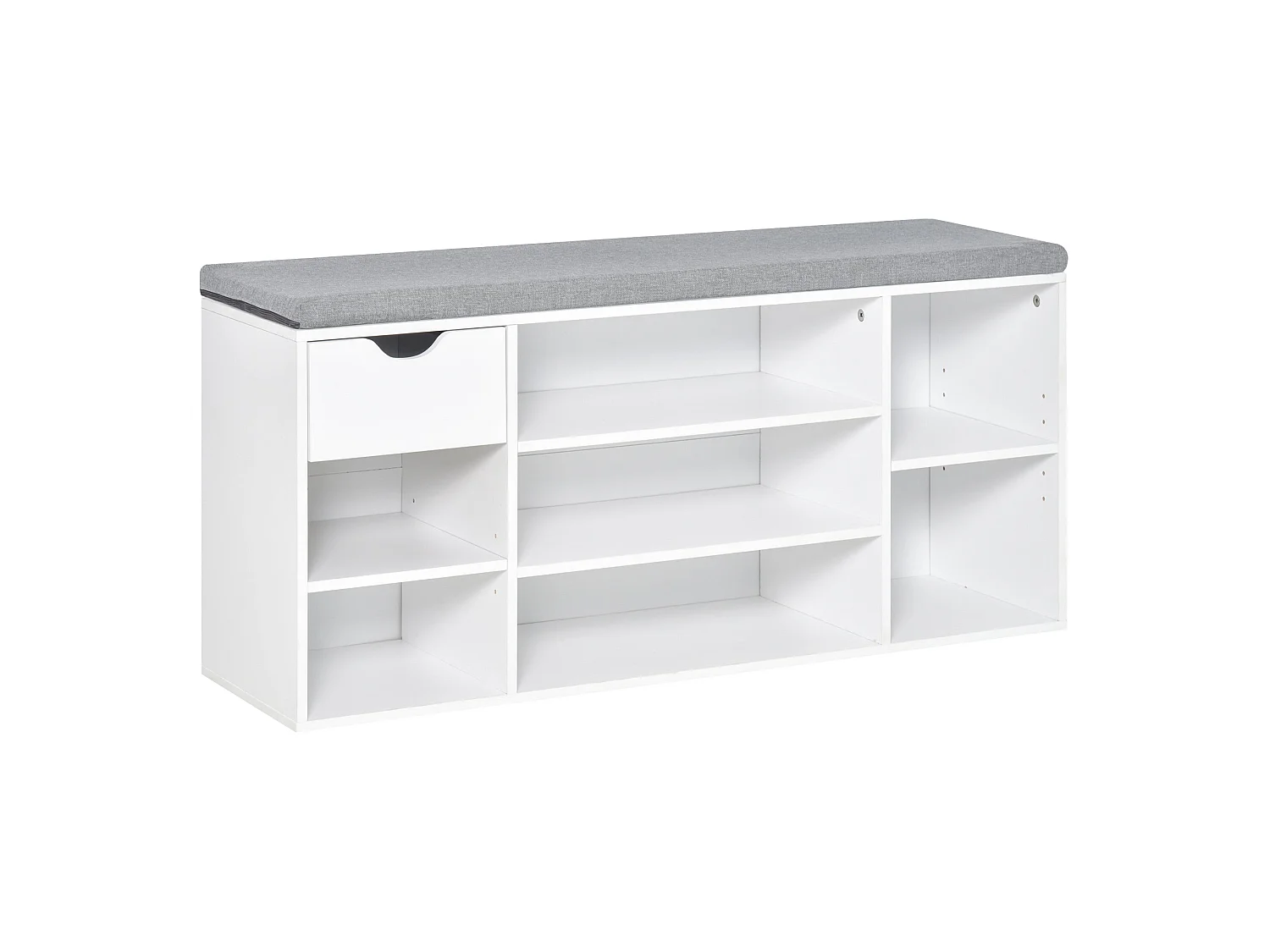 Yoke White Shoe Bench Padded Seat 1 Drawer 7 Compartments