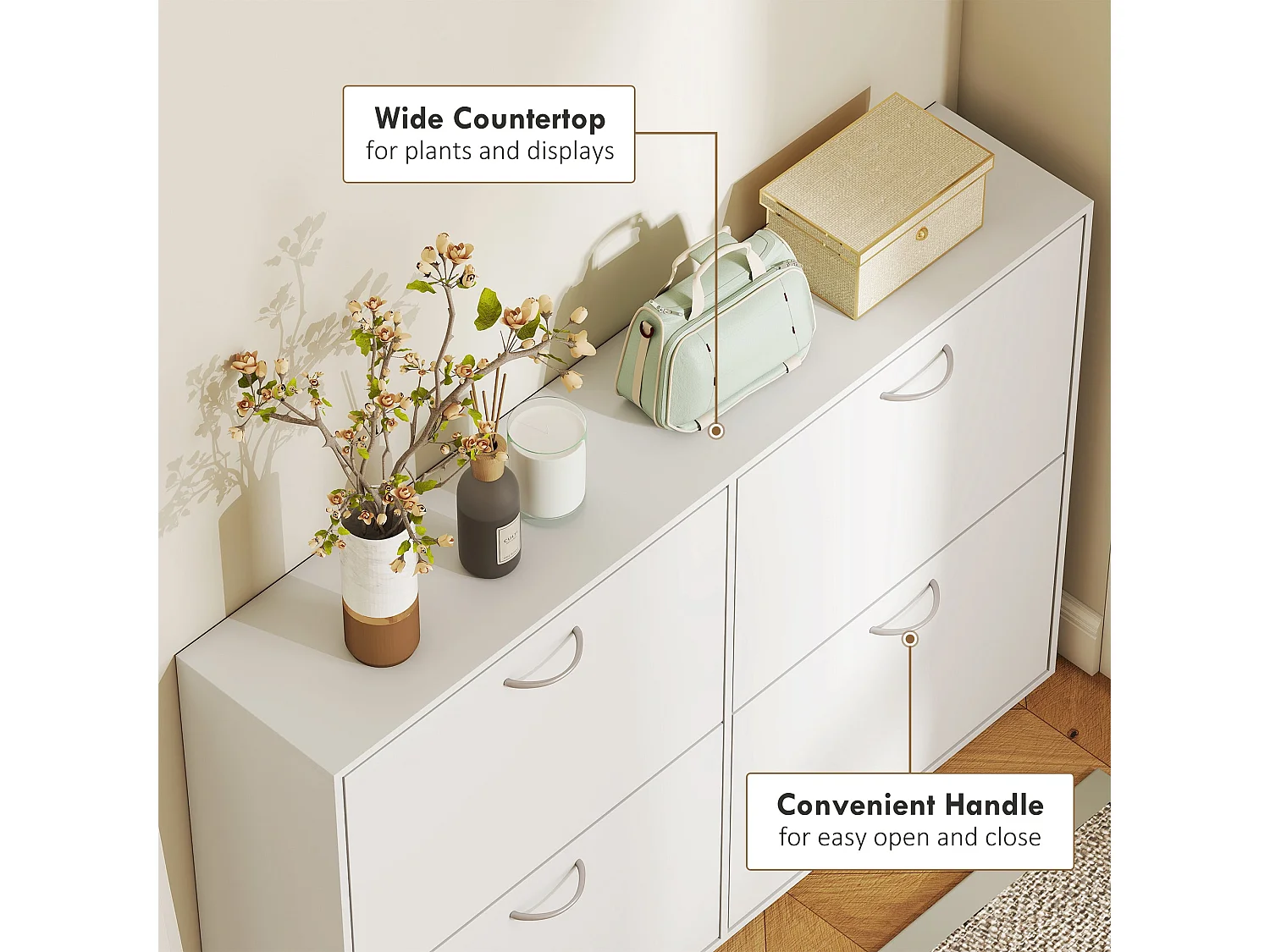 Notake White 4 Drawer Shoe Cabinet Slim 24cm Depth 16 24 Pair Storage