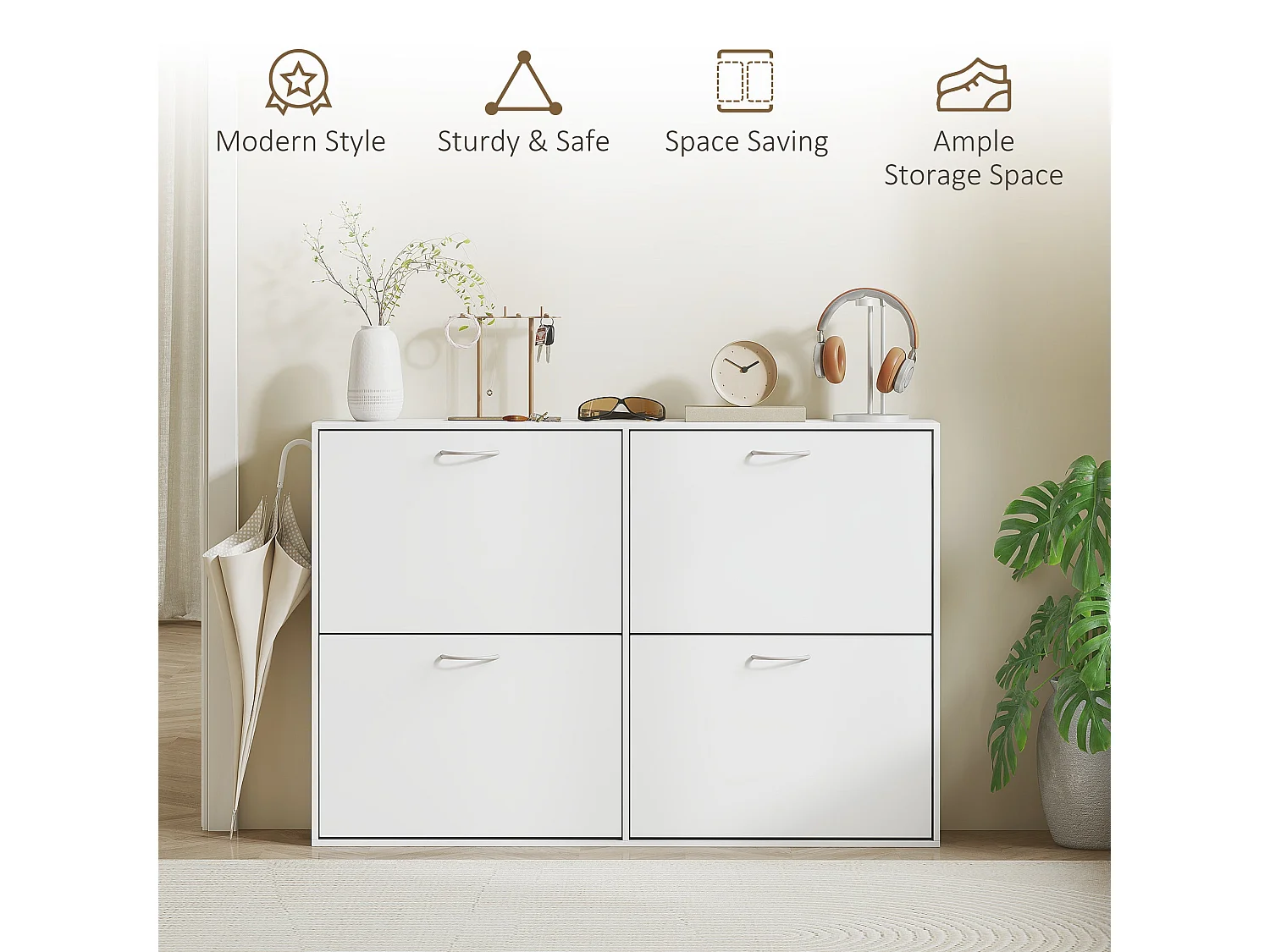 Notake White 4 Drawer Shoe Cabinet Slim 24cm Depth 16 24 Pair Storage