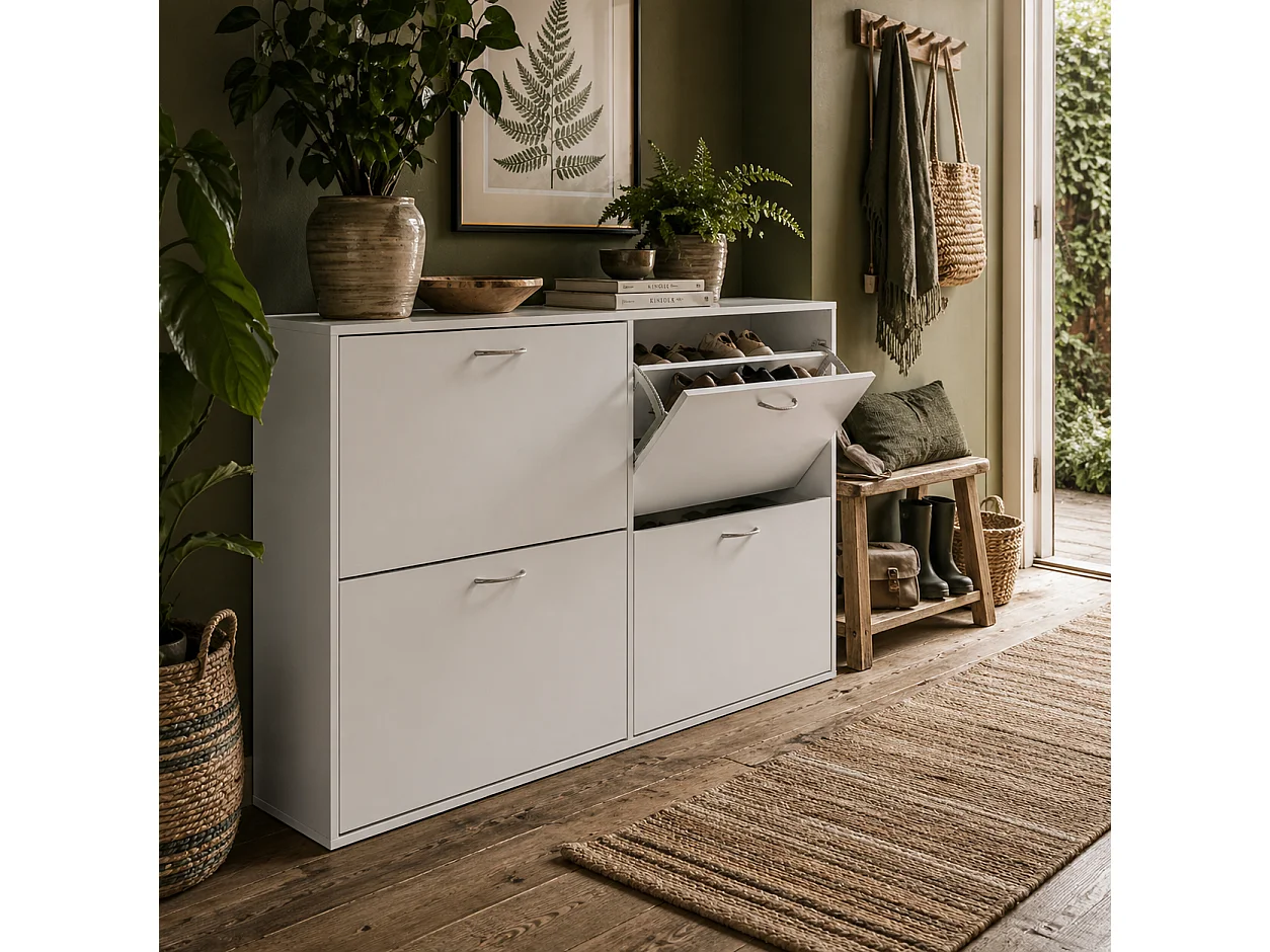 Notake White 4 Drawer Shoe Cabinet Slim 24cm Depth 16 24 Pair Storage