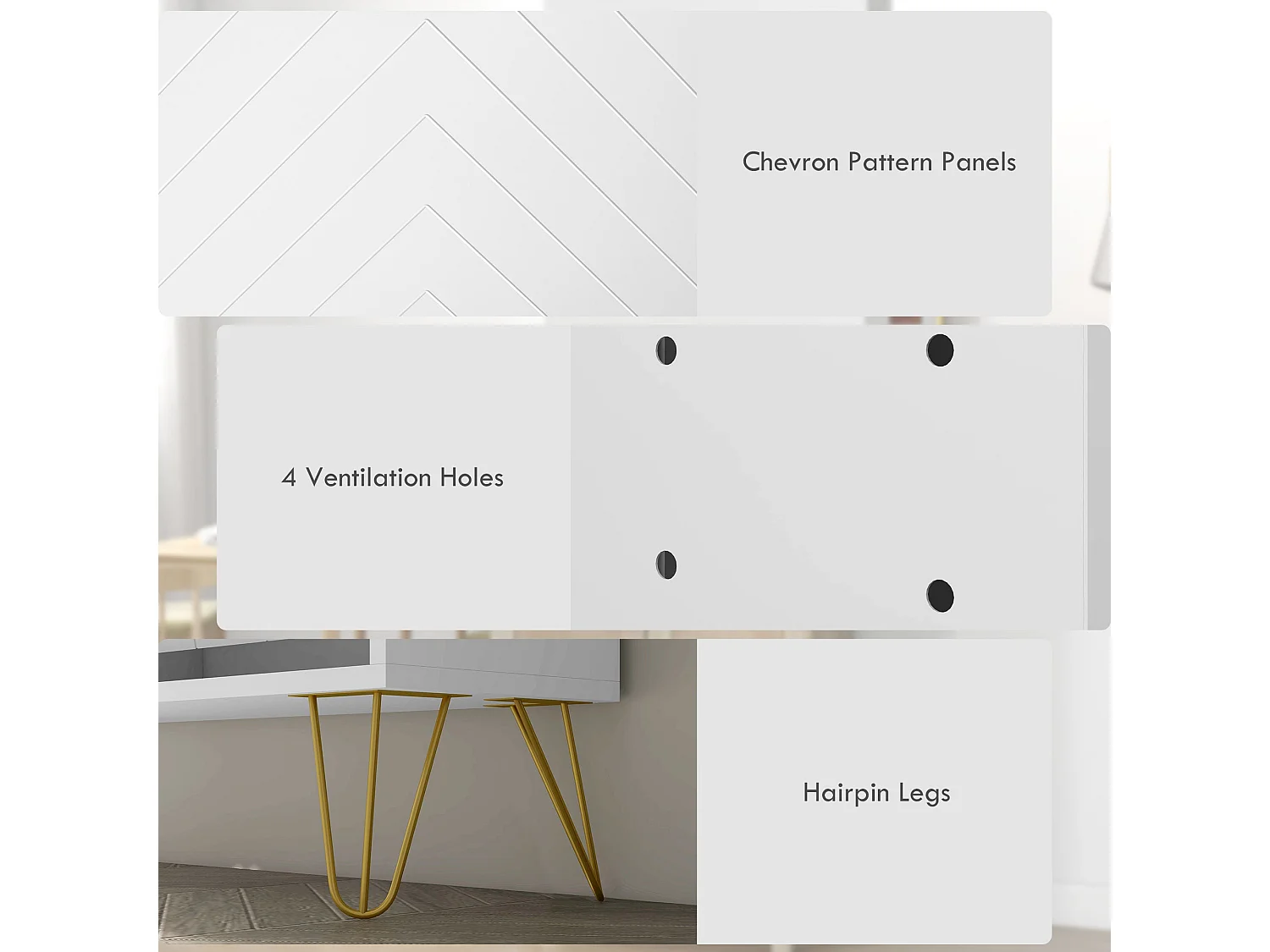 Zikase White Chevron Slim Shoe Cabinet 4 Flip Drawers for 16 Pairs