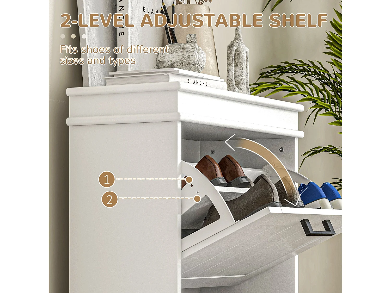 Bana White Minimal 2 Drawer Shoe Cabinet Slim Storage for 10 Pairs