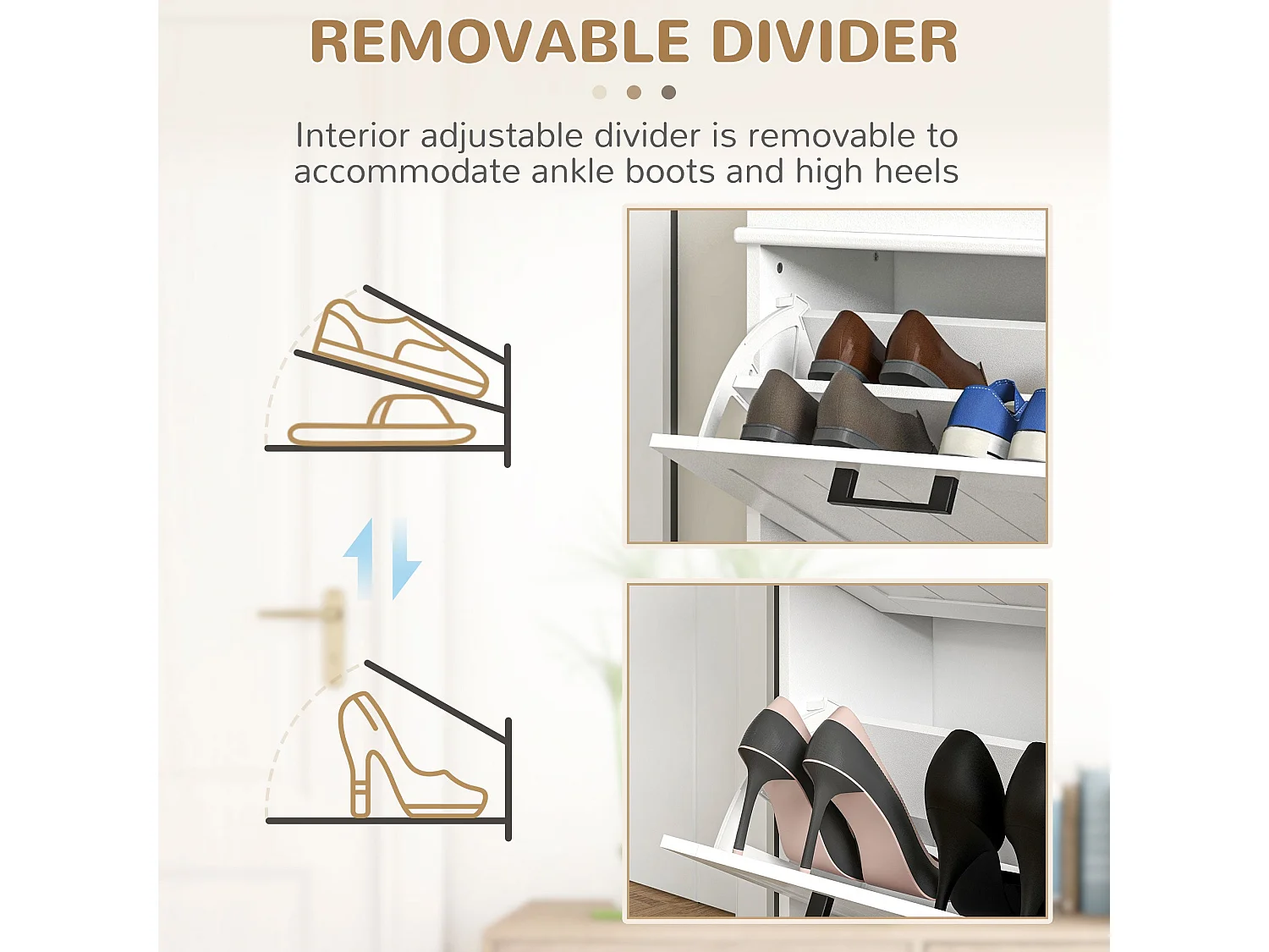 Bana White Minimal 2 Drawer Shoe Cabinet Slim Storage for 10 Pairs