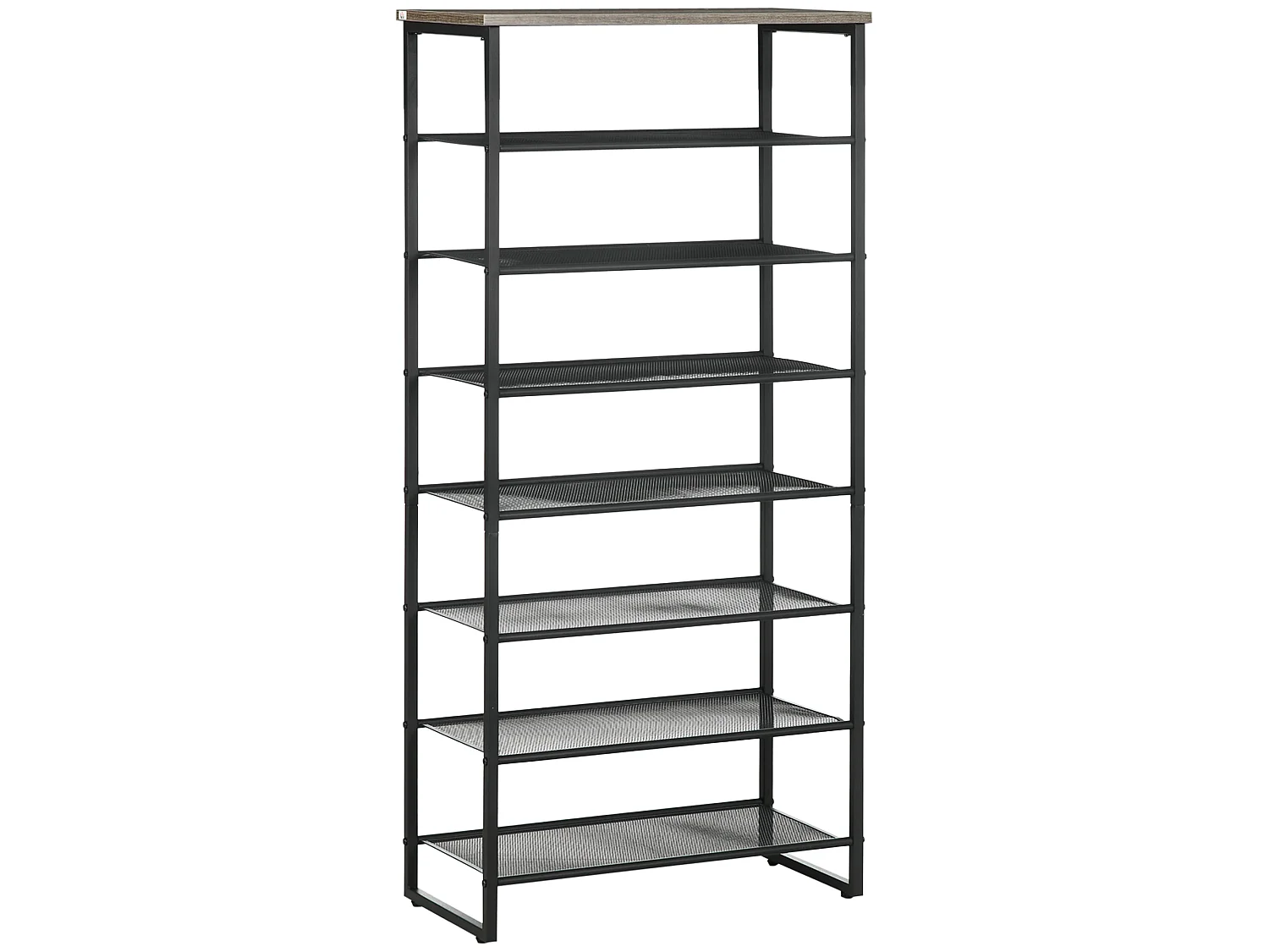 Malo 8 Tier Metal Shoe Rack with Mesh Shelves Grey Top Space Saving