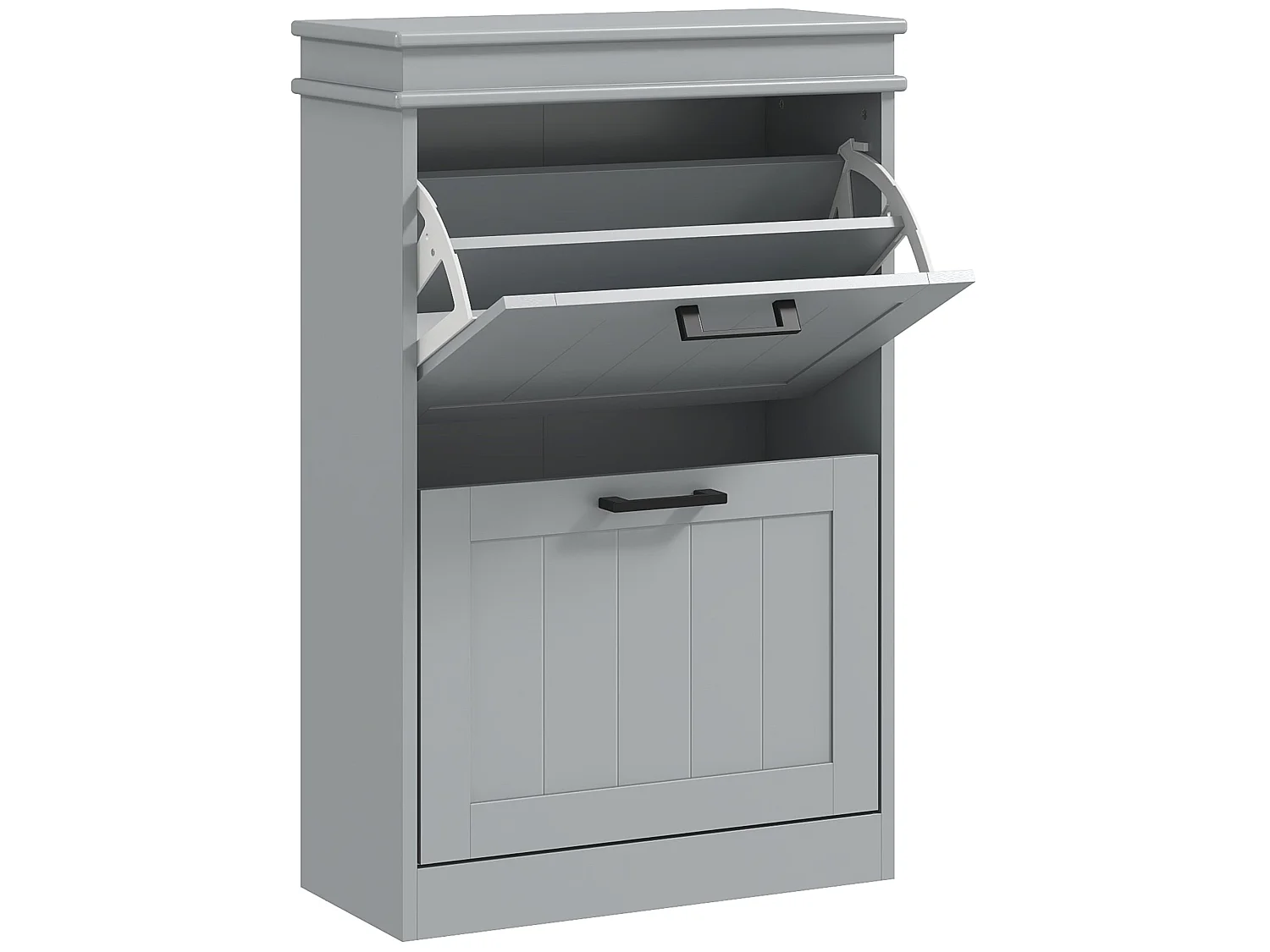 Falifa Grey 2 Drawer Shoe Cabinet Compact MDF Storage for Up to 10 Pairs