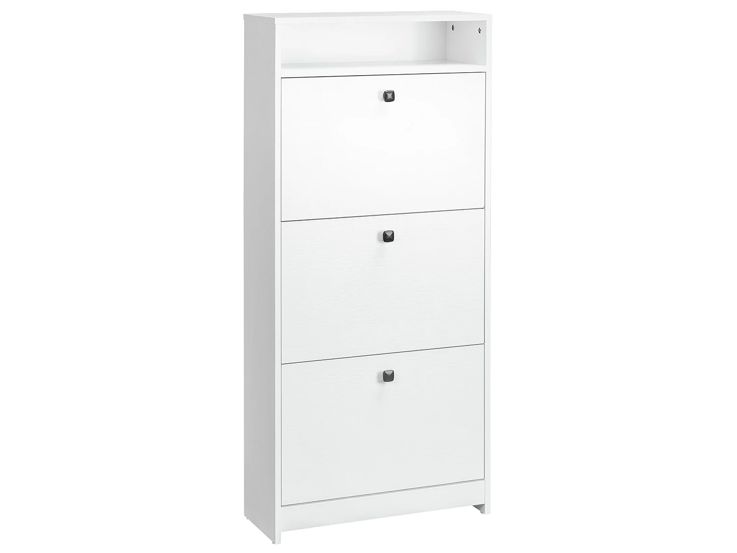 Kero Vemo Slim White Shoe Cabinet with 3 Flip Drawers and Top Shelf