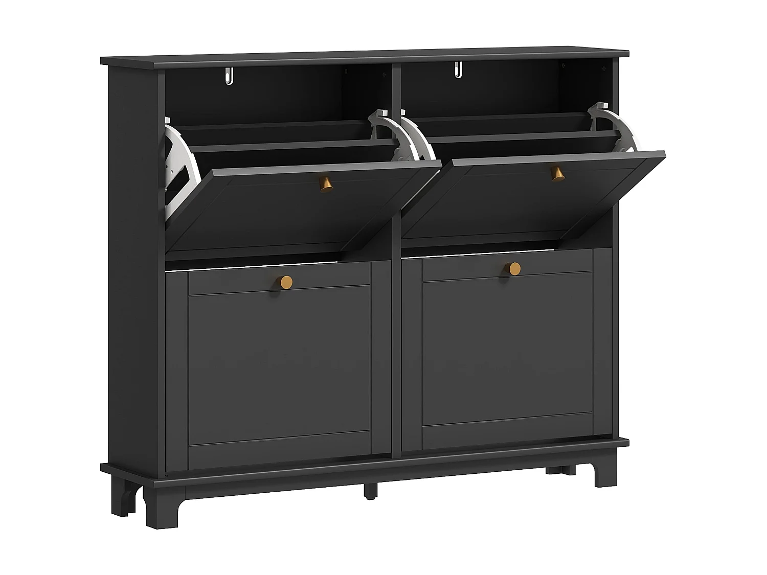 Serodo Black Slim Shoe Cabinet with 4 Flip Drawers Stores up to 16 Pairs
