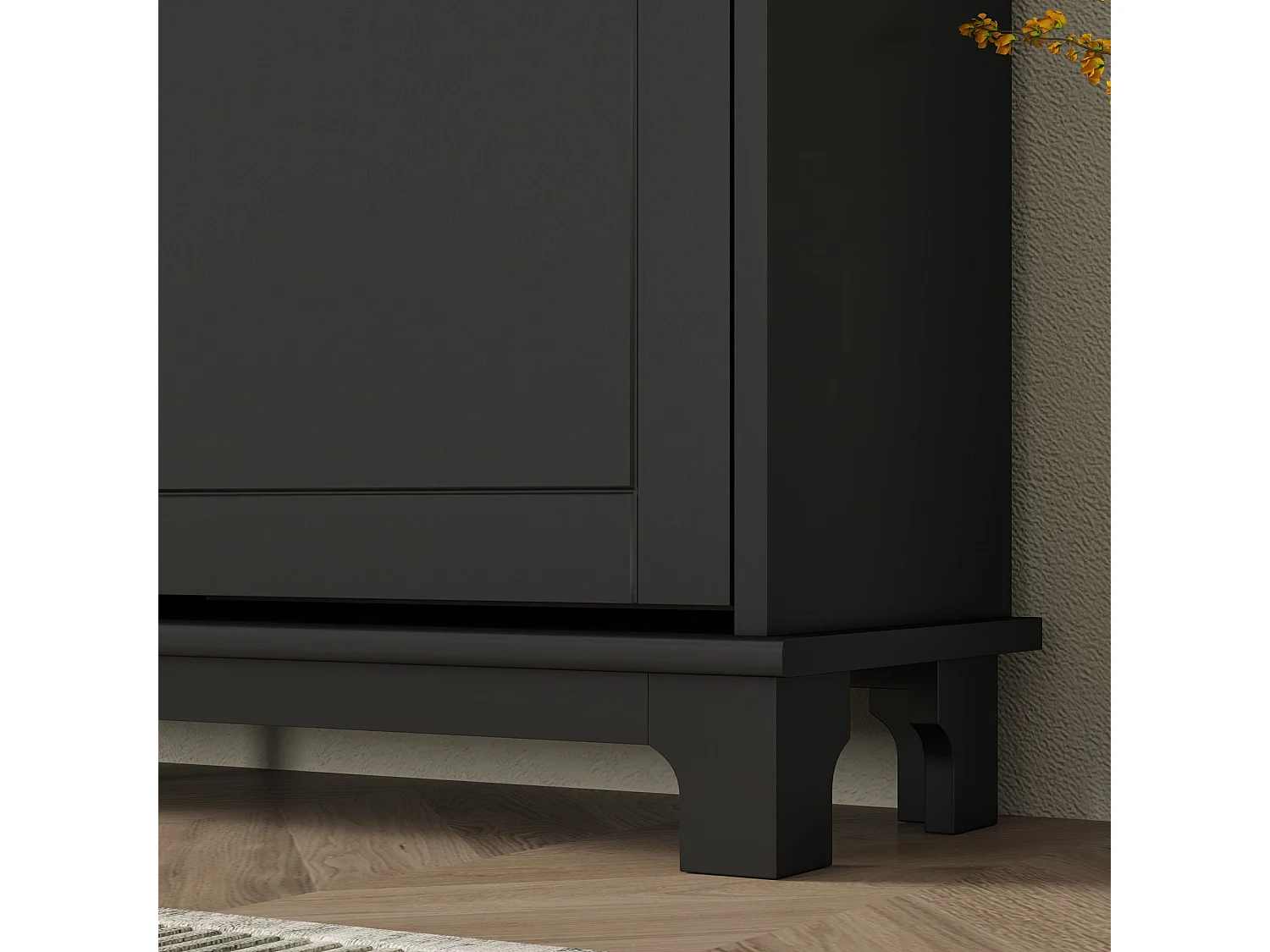 Serodo Black Slim Shoe Cabinet with 4 Flip Drawers Stores up to 16 Pairs
