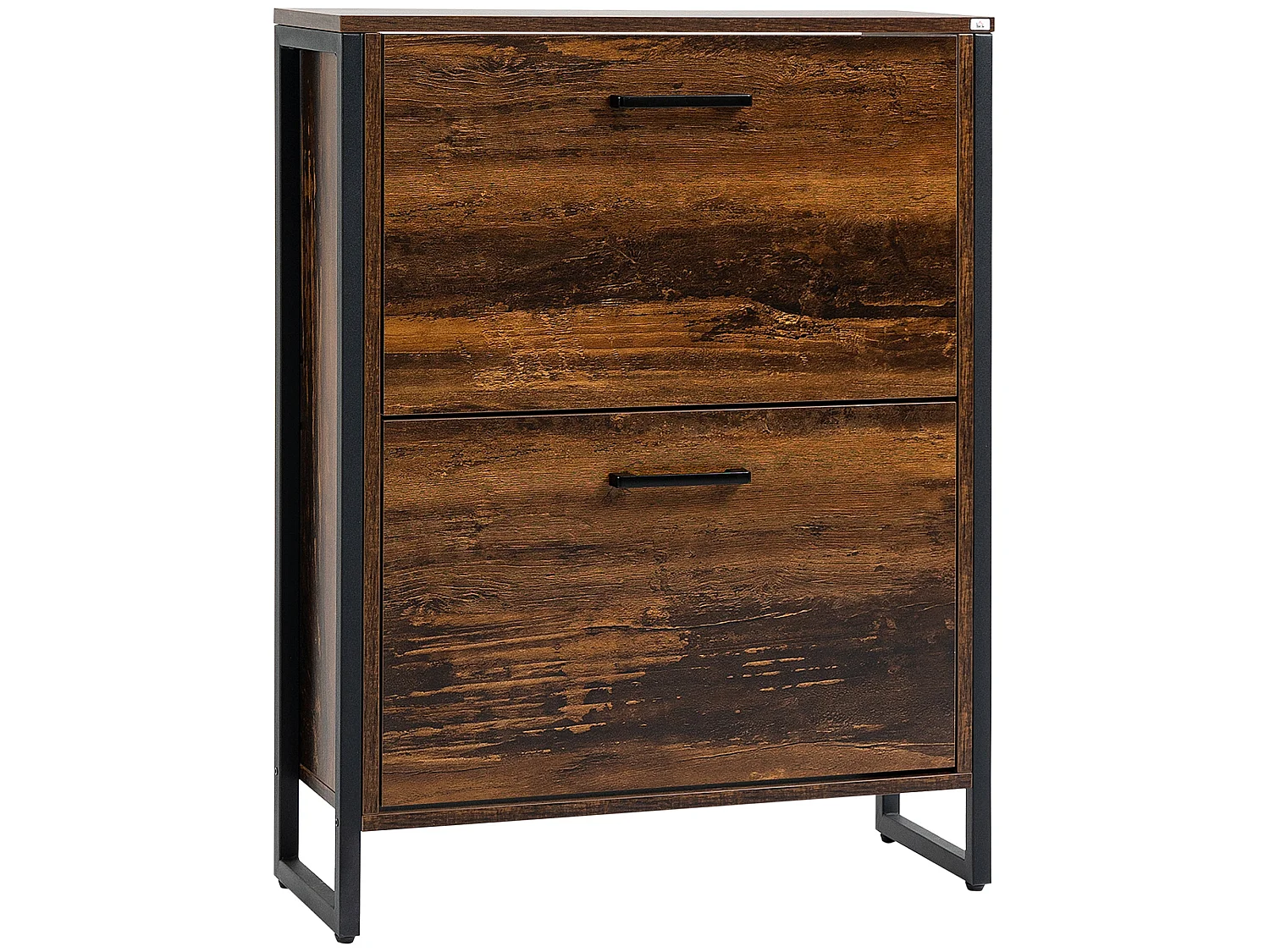 Conine Rustic Wood Effect 2 Door Shoe Cabinet Holds 12 Pairs