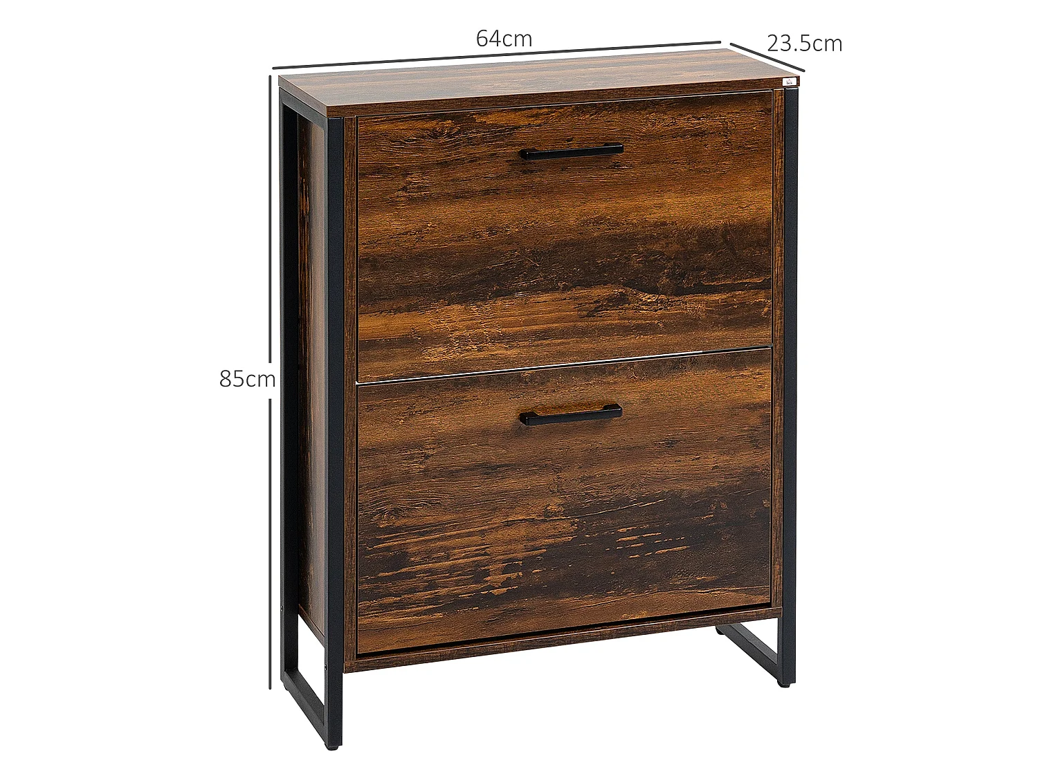 Conine Rustic Wood Effect 2 Door Shoe Cabinet Holds 12 Pairs