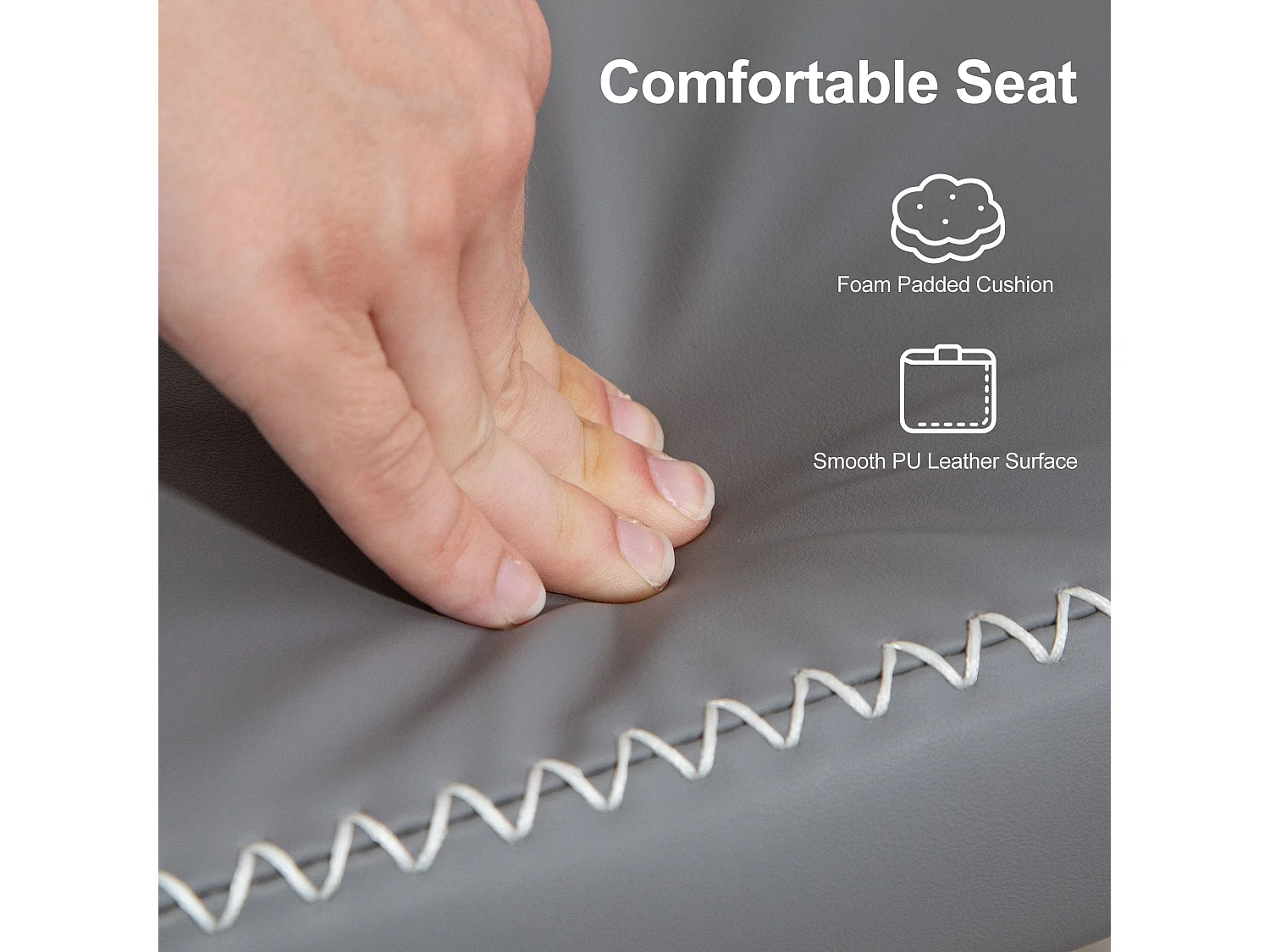 Hanoke Grey PU Leather Shoe Storage Bench with Cushioned Seat