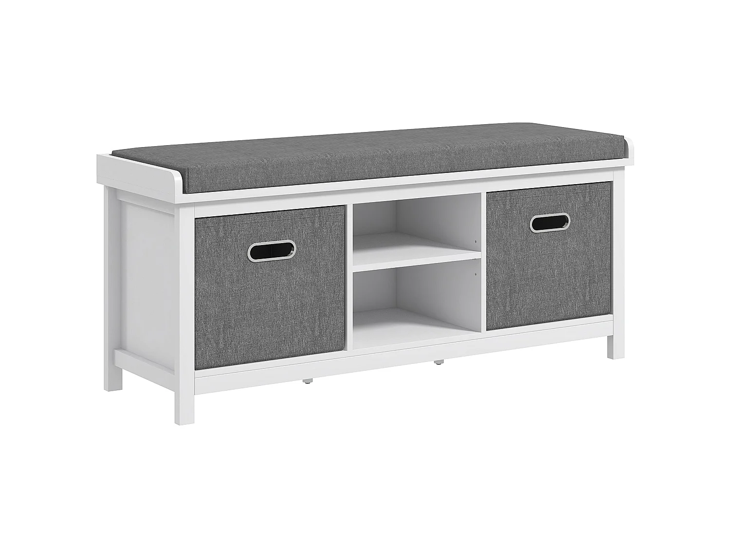 Keso Shoe Storage Bench White and Grey with Cushioned Seat
