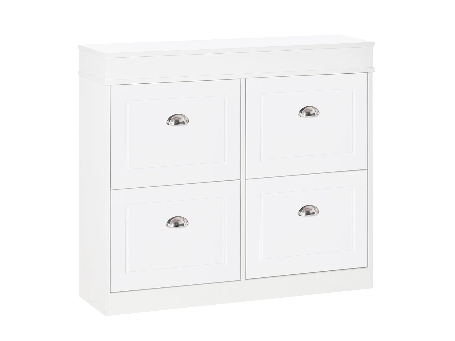 Sozita White 4 Drawer Flip Shoe Cabinet with Adjustable Shelves Slim Entryway Storage