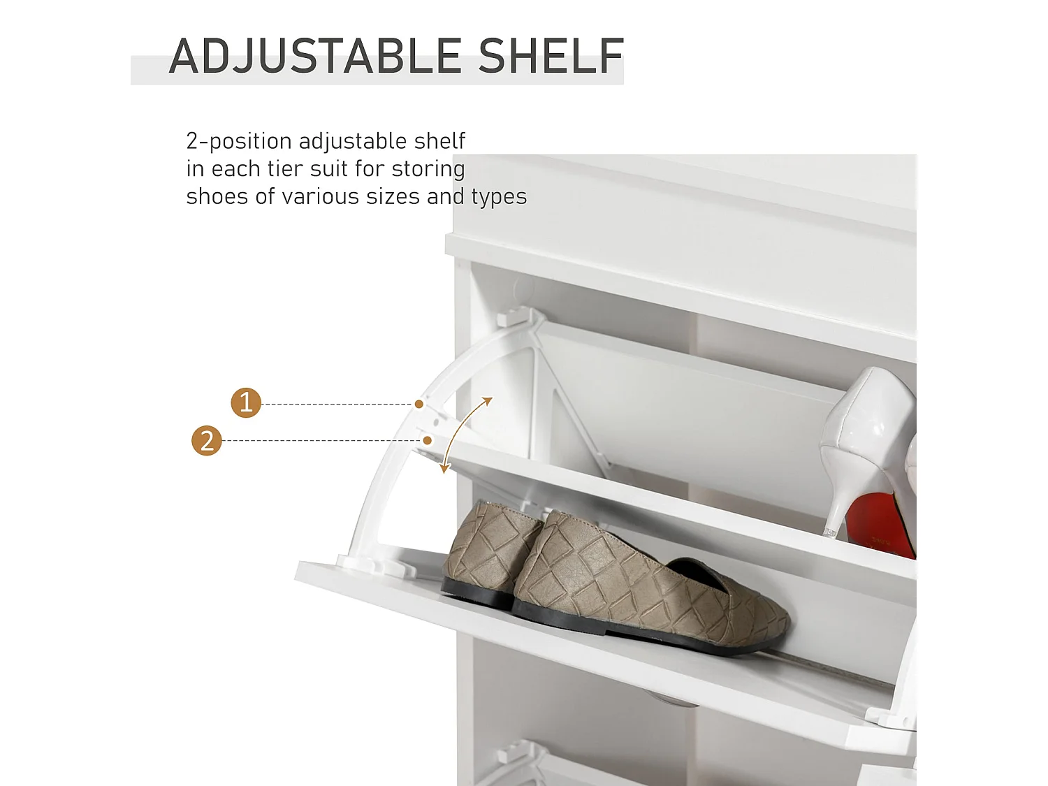 Sozita White 4 Drawer Flip Shoe Cabinet with Adjustable Shelves Slim Entryway Storage