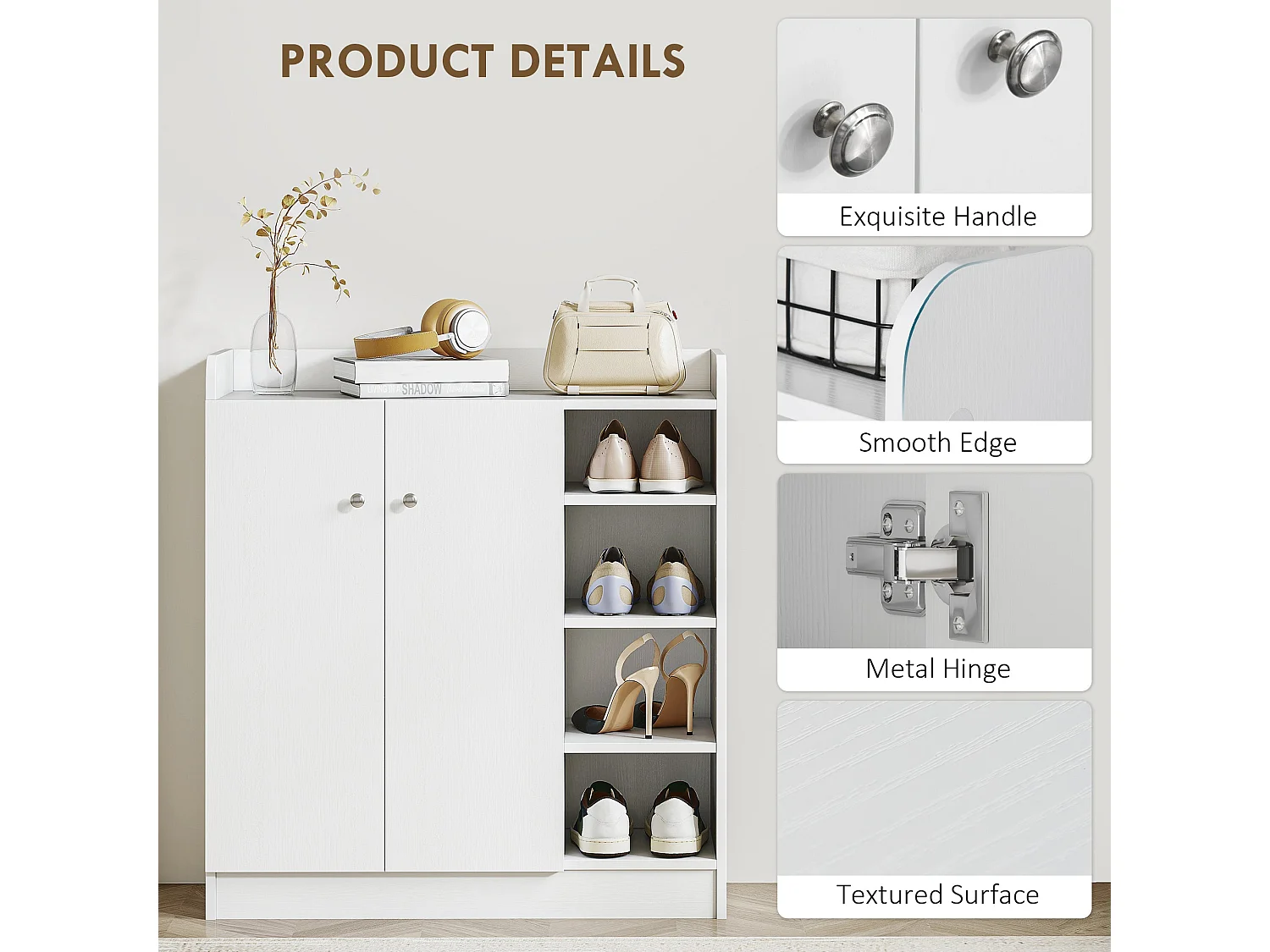 Rala White Shoe Cupboard 9 Shelves 2 Doors Adjustable Shelving