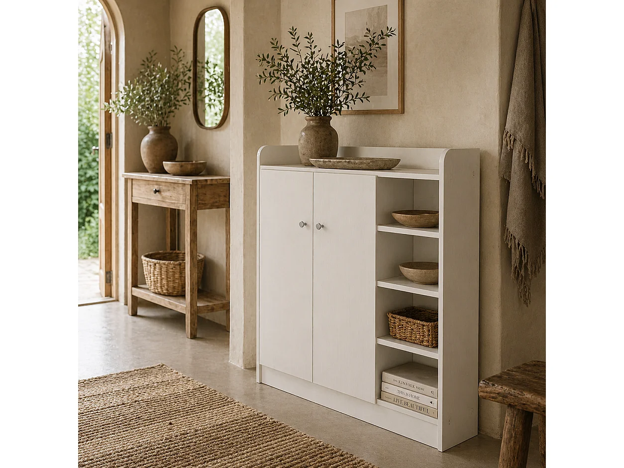 Rala White Shoe Cupboard 9 Shelves 2 Doors Adjustable Shelving