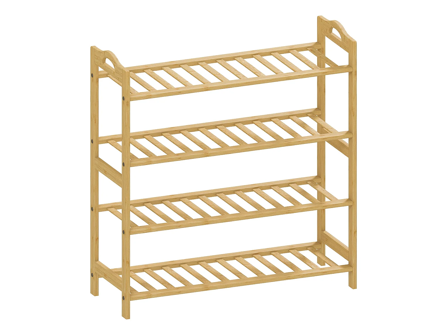 Dicove Bamboo 4 Tier Freestanding Shoe Rack Slatted Shelves Natural Finish
