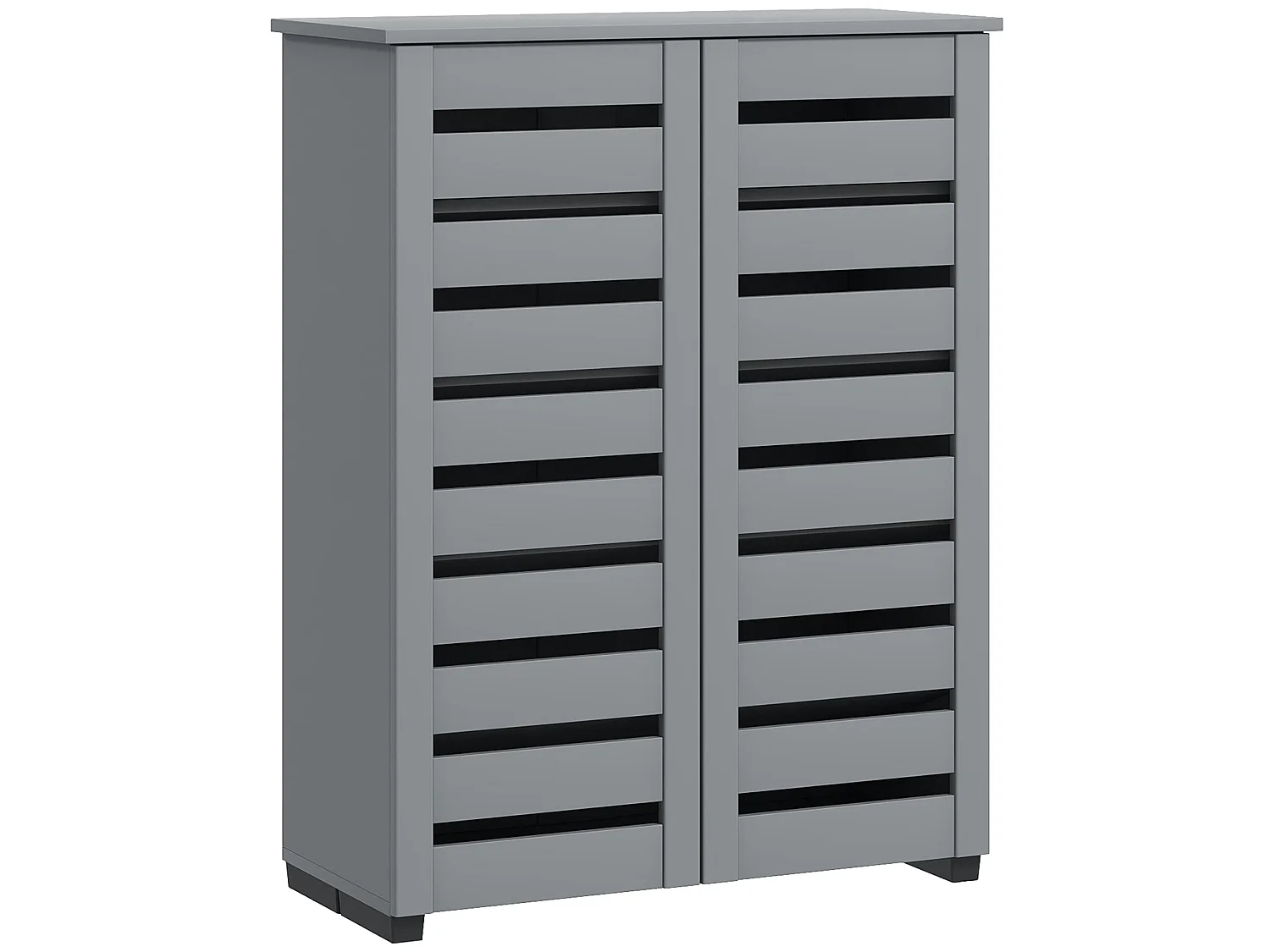 Zifa Slim Dark Grey Shoe Cabinet 5 Tier Storage with Slatted Doors