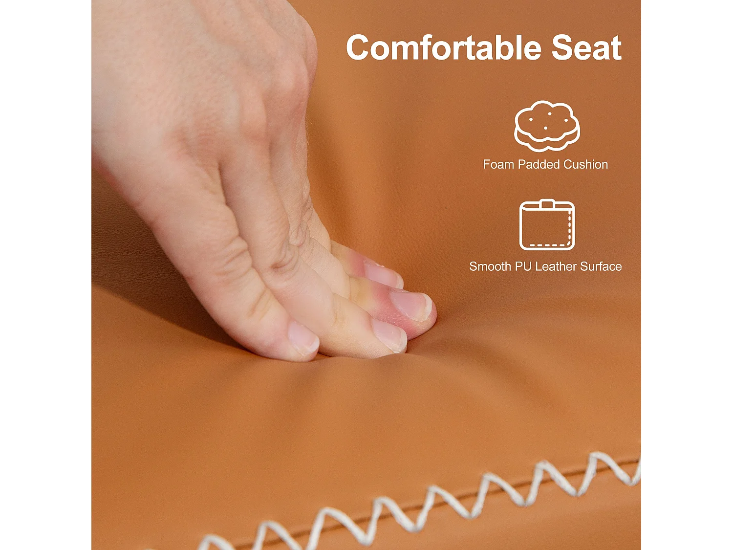 Elbani Faux Leather Orange Shoe Storage Bench with Cushioned Seat