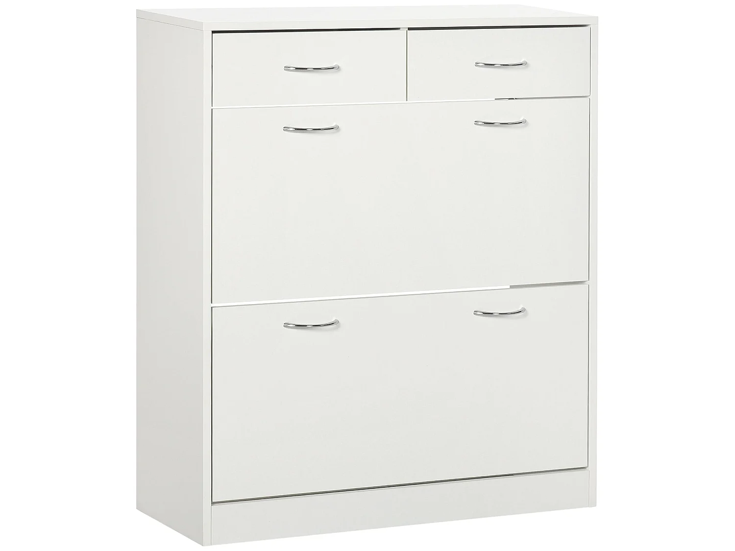 Fafina Slim White Shoe Cabinet 2 Flip Drawers 2 Top Drawers Stores 12 Pairs