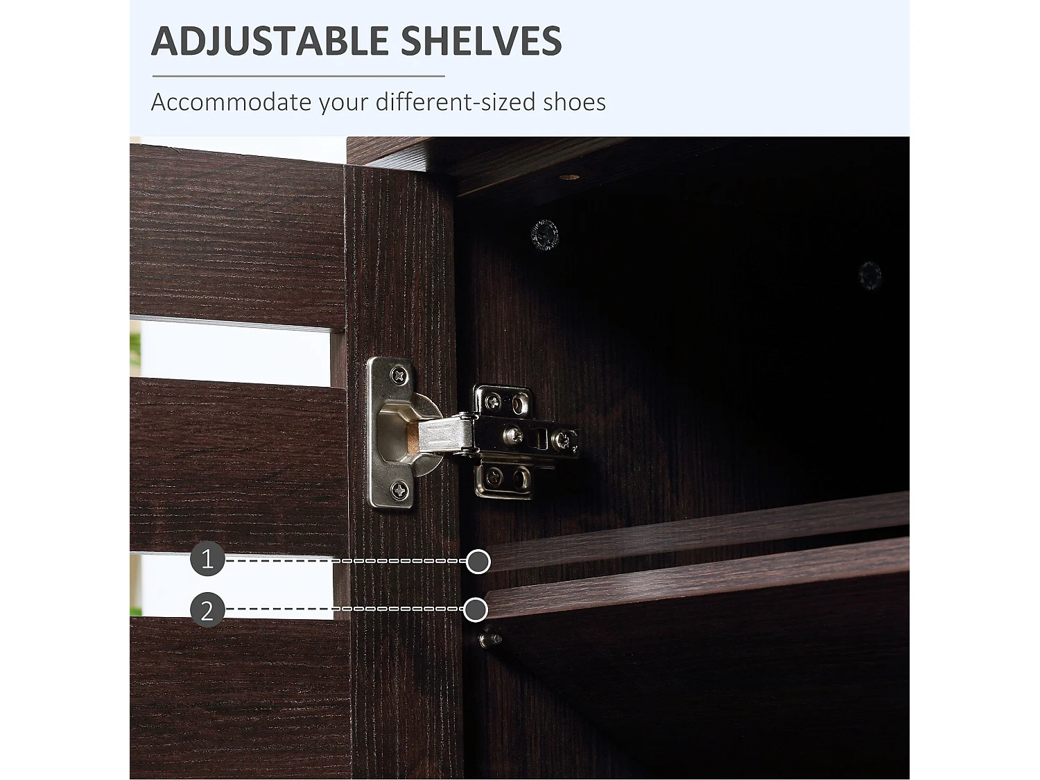 Fiseyo 15 Pair Wood Effect Shoe Cabinet Dark Brown