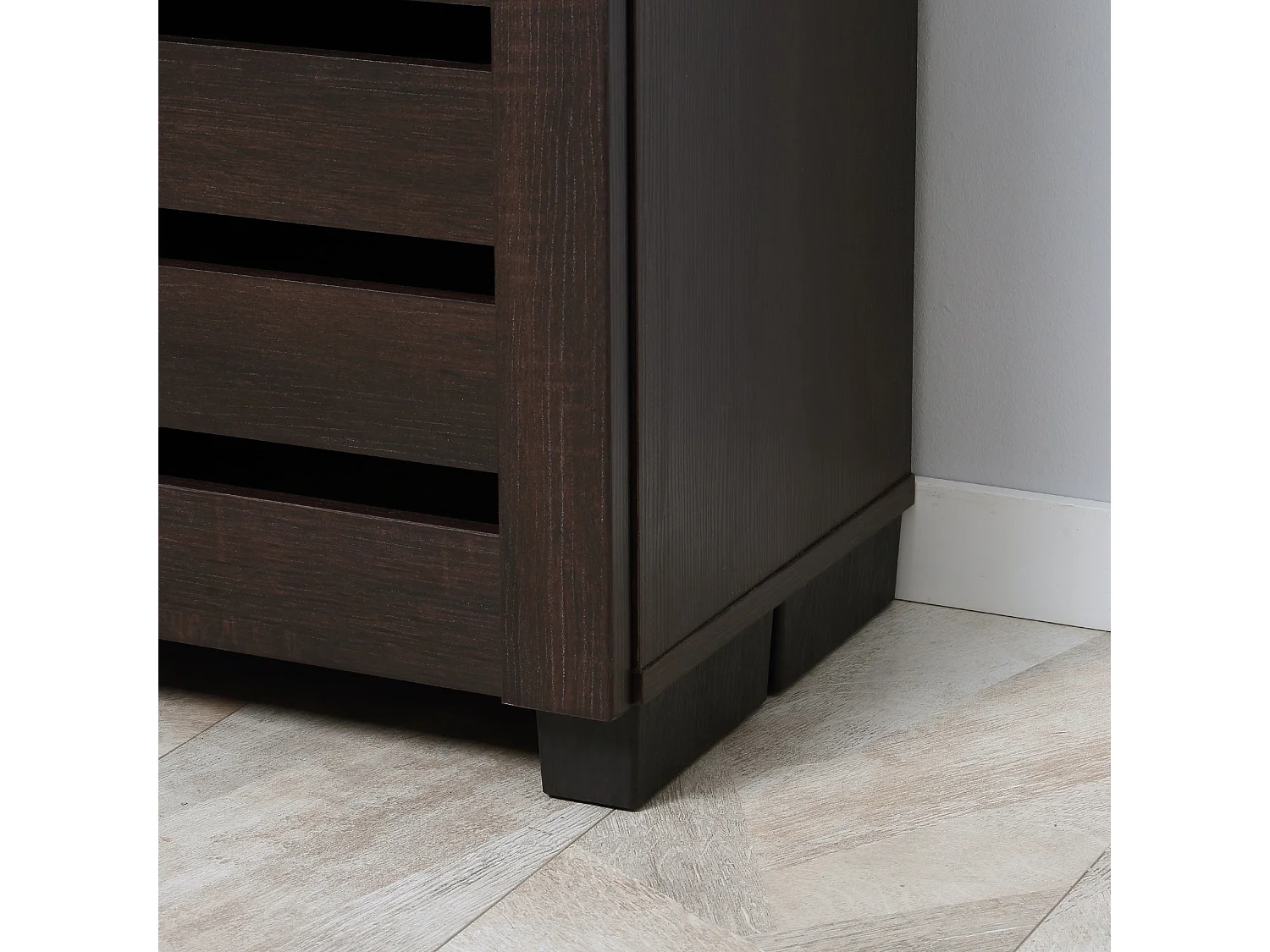 Fiseyo 15 Pair Wood Effect Shoe Cabinet Dark Brown