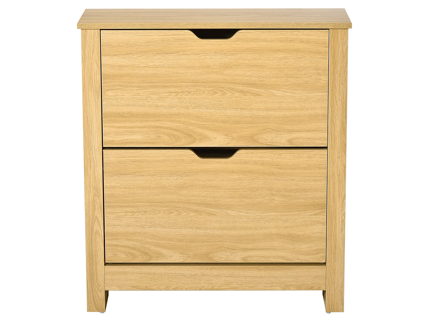 Sato Rilu Slim Shoe Cabinet Natural Wood Effect 2 Flip Drawers Stores up to 12 Pairs