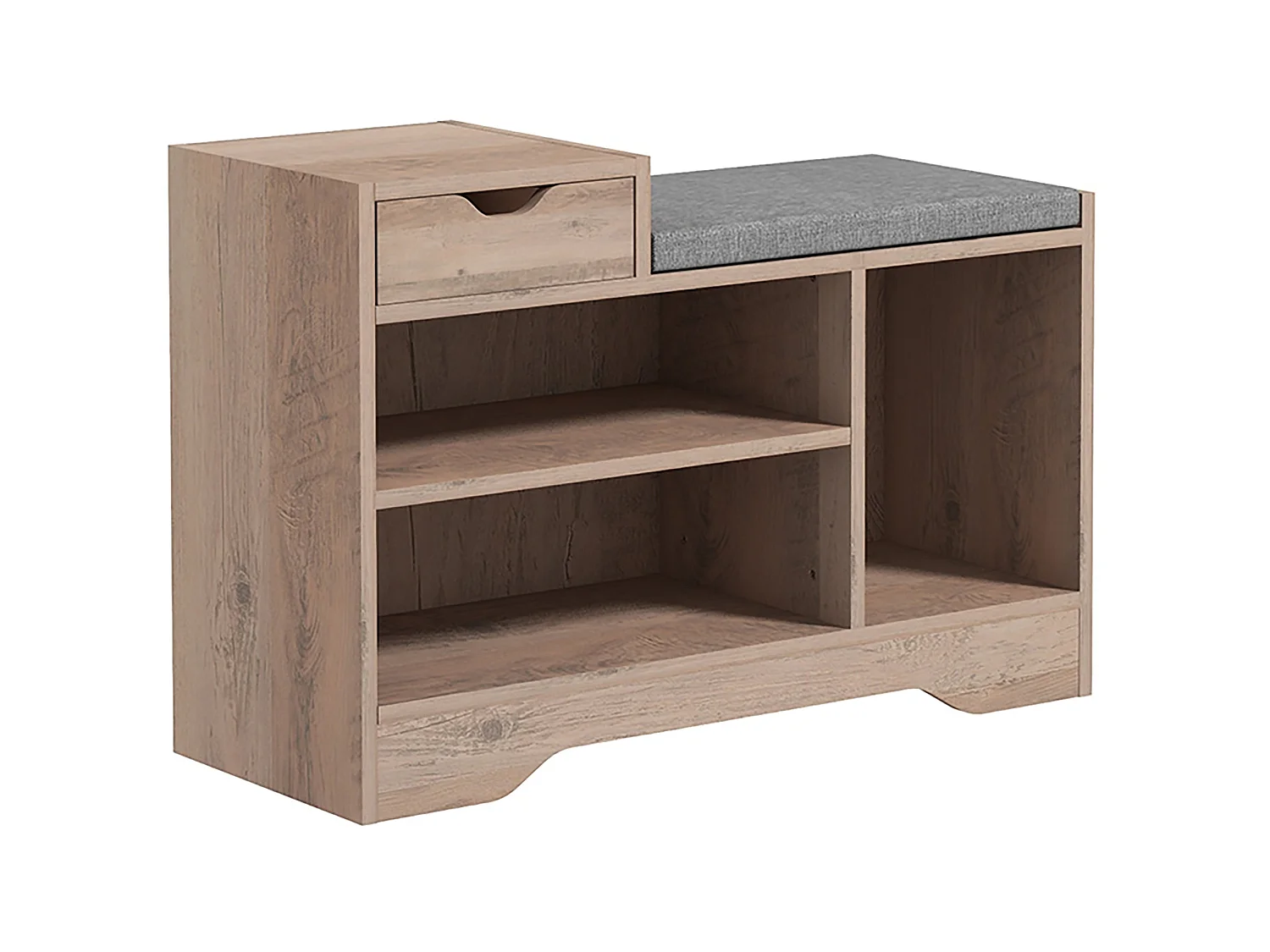 Lapa Shoe Bench with Cushion 1 Drawer Distressed Grey
