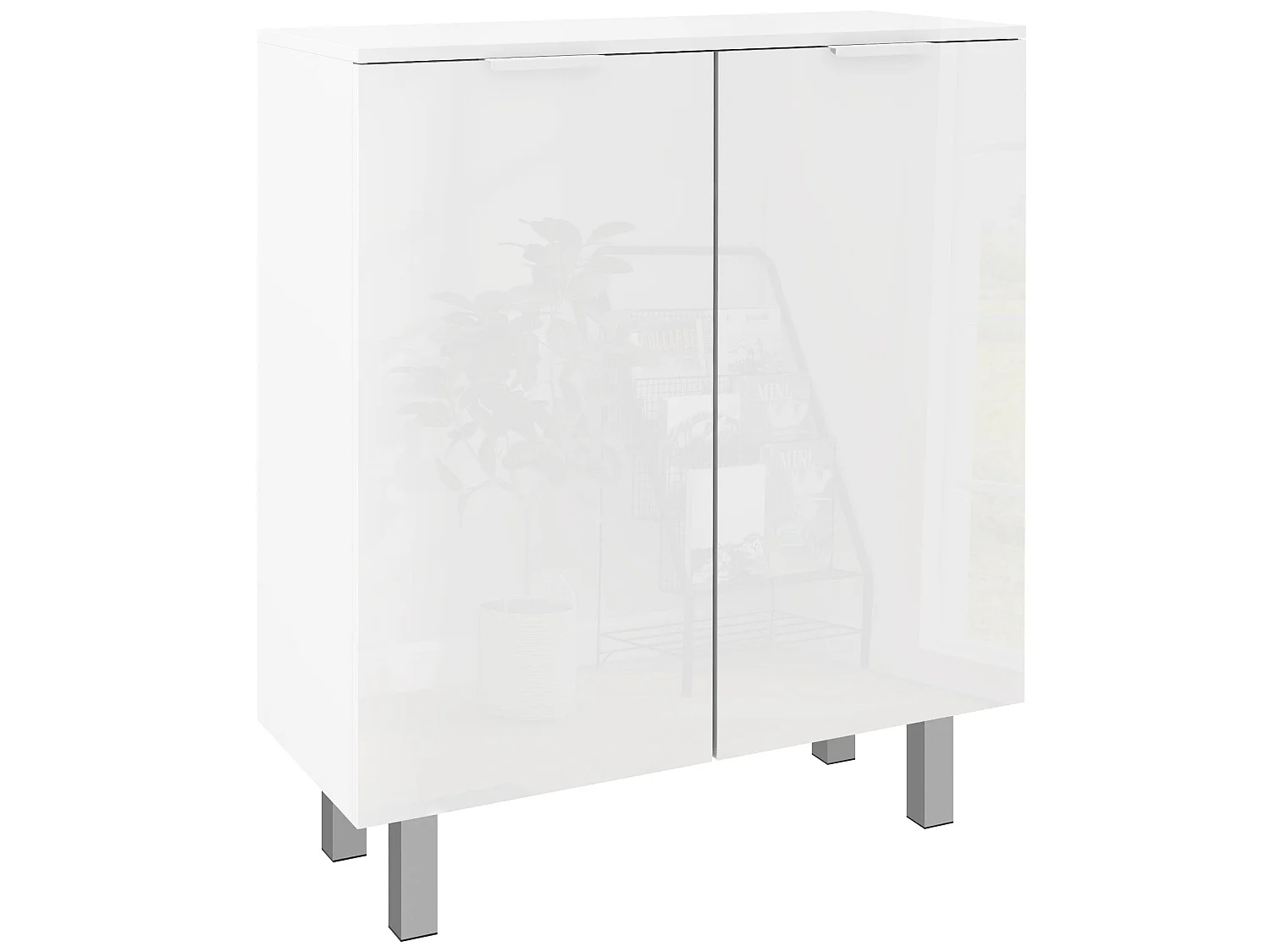 Conoyo 5 Shelf High Gloss White Shoe Storage Cupboard