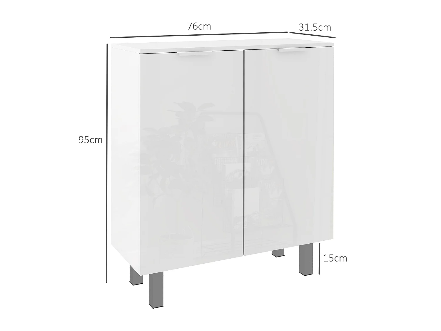 Conoyo 5 Shelf High Gloss White Shoe Storage Cupboard