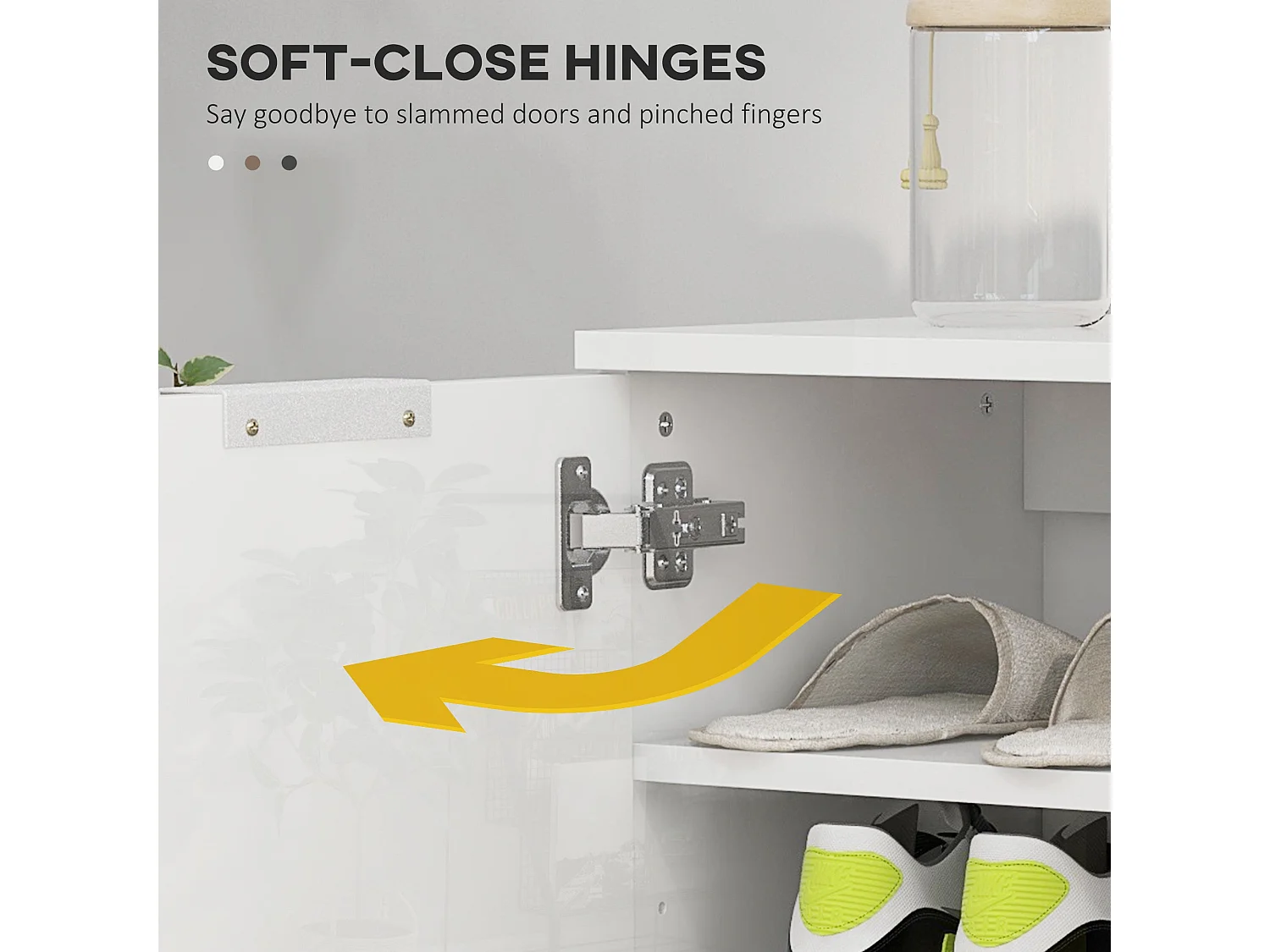 Conoyo 5 Shelf High Gloss White Shoe Storage Cupboard