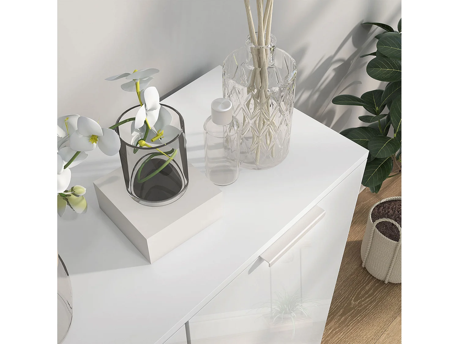 Conoyo 5 Shelf High Gloss White Shoe Storage Cupboard