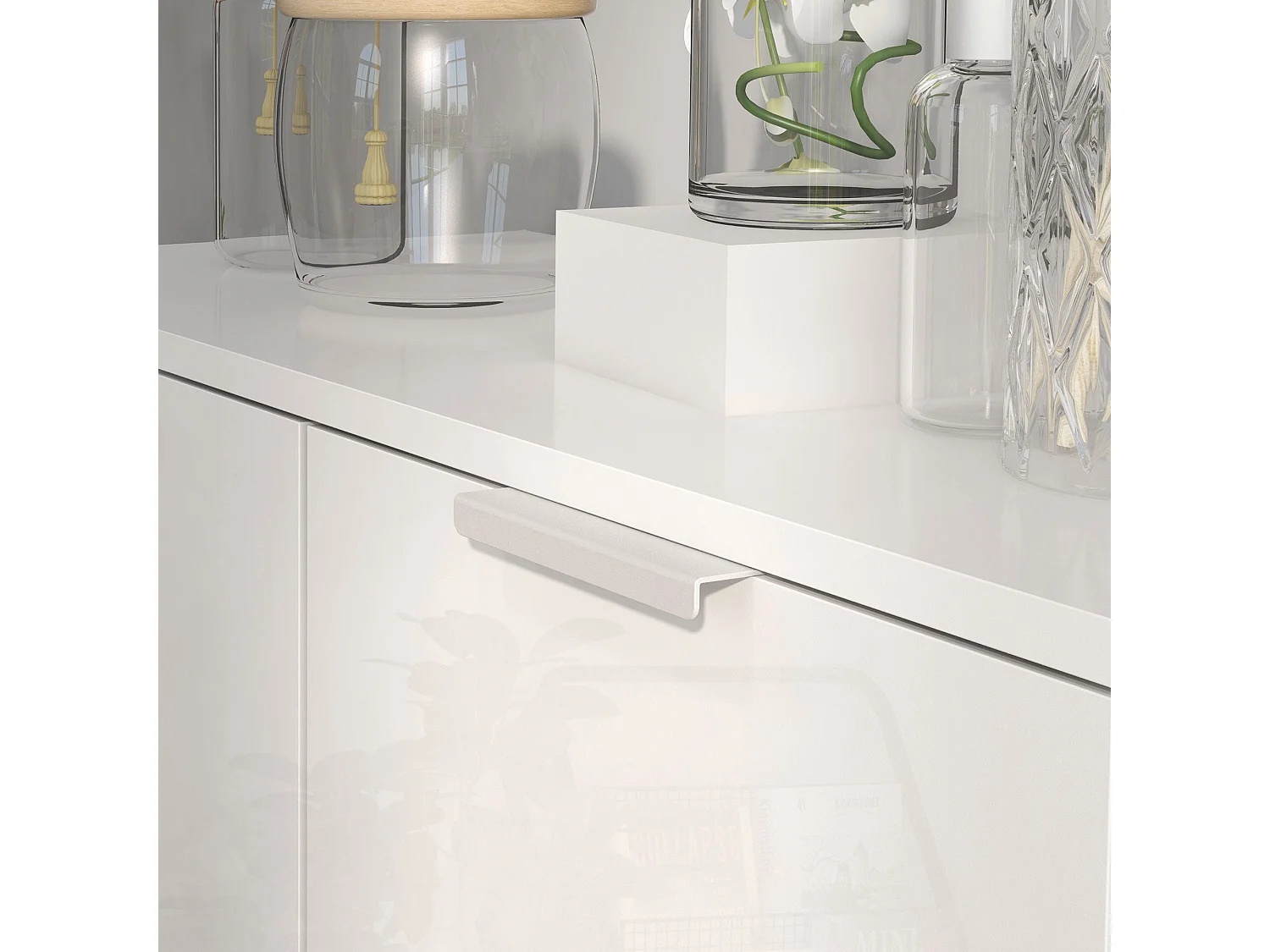 Conoyo 5 Shelf High Gloss White Shoe Storage Cupboard