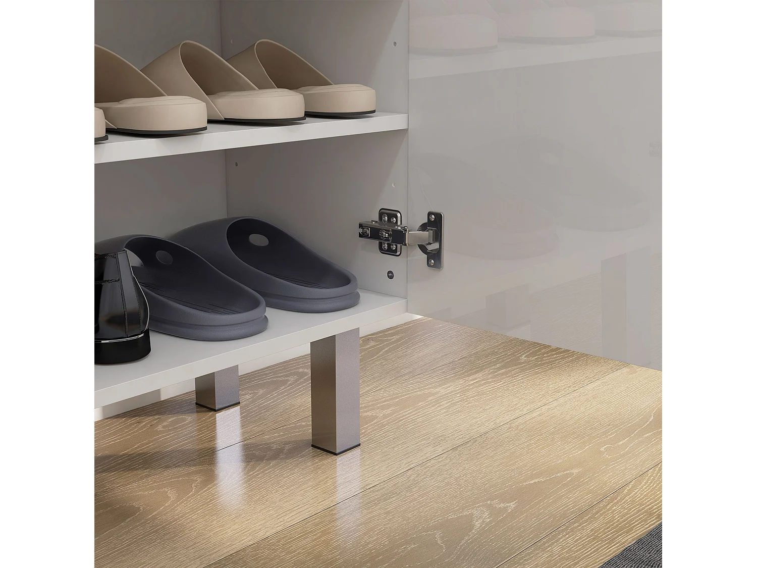 Conoyo 5 Shelf High Gloss White Shoe Storage Cupboard