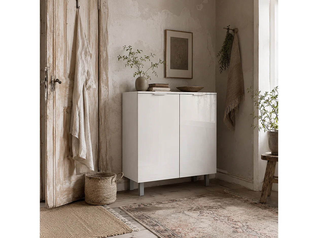 Conoyo 5 Shelf High Gloss White Shoe Storage Cupboard