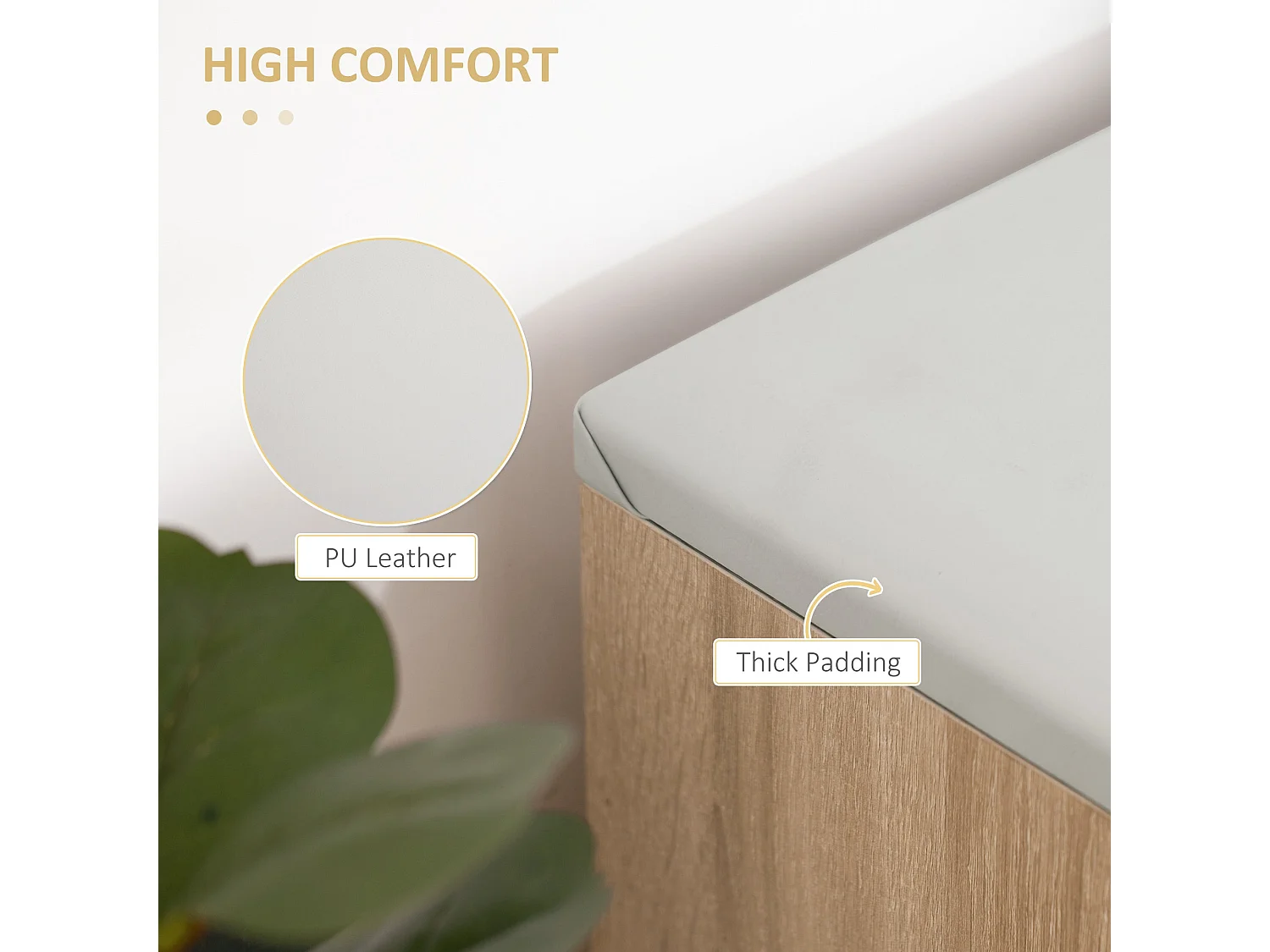 Sonala Oak Tone Shoe Storage Bench with Hidden Compartment and Padded Seat