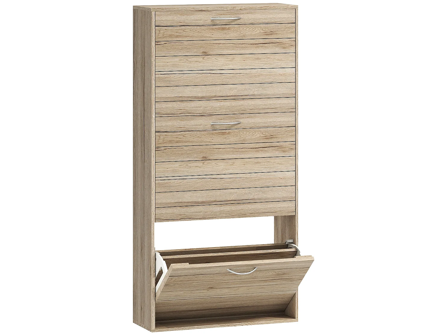 Covara Brown Wood Effect Shoe Cabinet 12 Pair Flip Down Storage