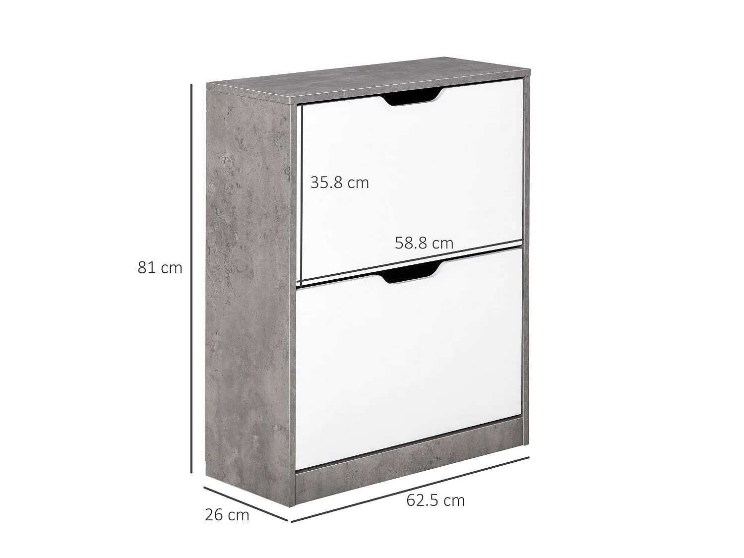 Lohase 2 Drawer Shoe Cabinet Grey and White 62.5 x 26 x 81cm