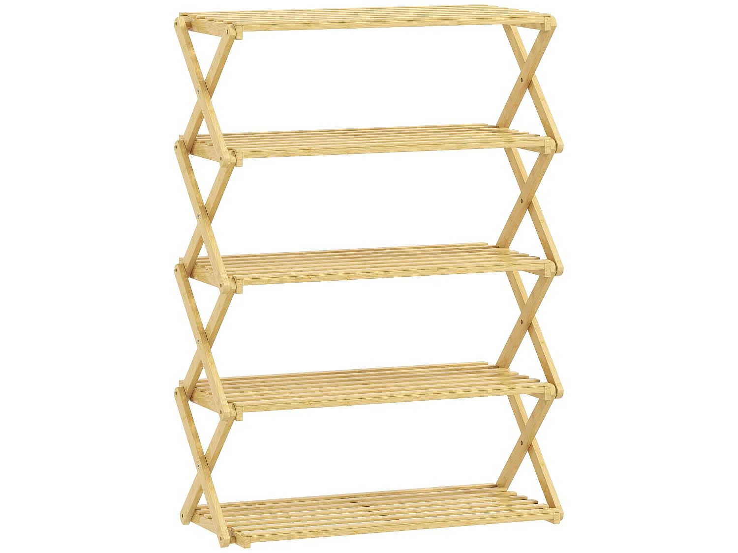 Lafa Mazi Natural Bamboo 5 Tier Folding Shoe Rack
