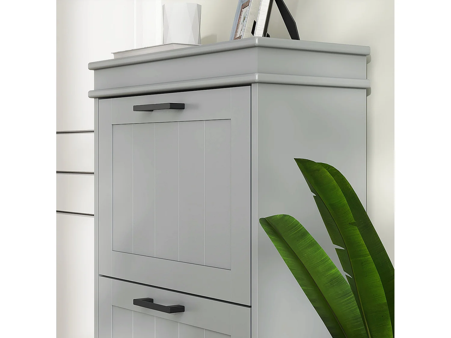 Keliba Kaha Grey Minimal 3 Drawer Shoe Cabinet