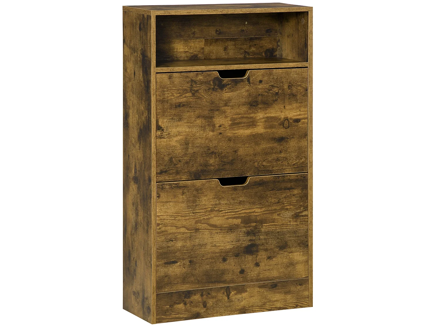 Zilado Rustic Brown Slim 2 Drawer Shoe Cabinet with Adjustable Shelves
